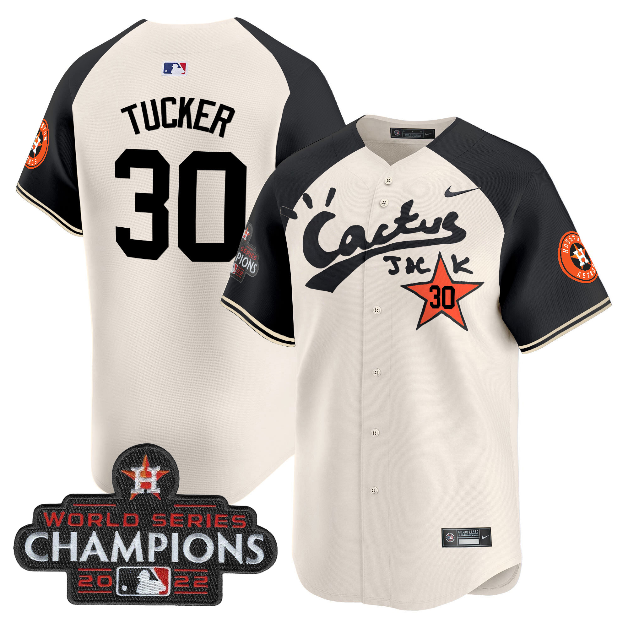 Men's Houston Astros Cactus Jack Champions Patch Vapor Premier Limited Jersey - All Stitched - Image 53