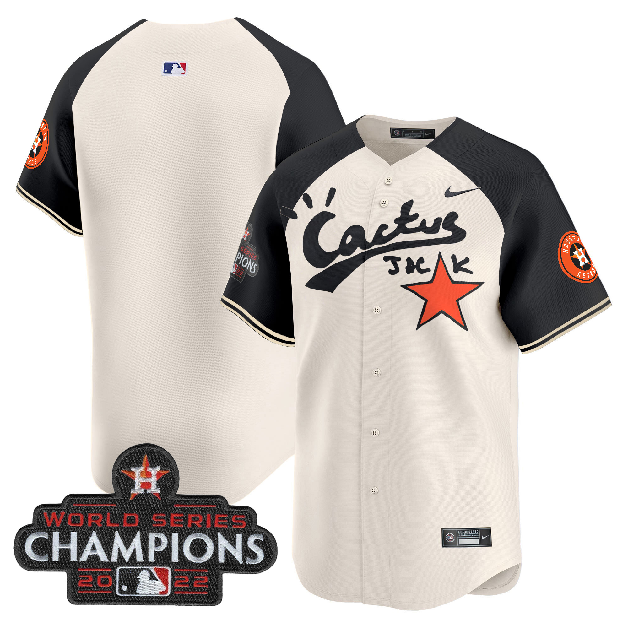 Men's Houston Astros Cactus Jack Champions Patch Vapor Premier Limited Jersey - All Stitched - Image 54