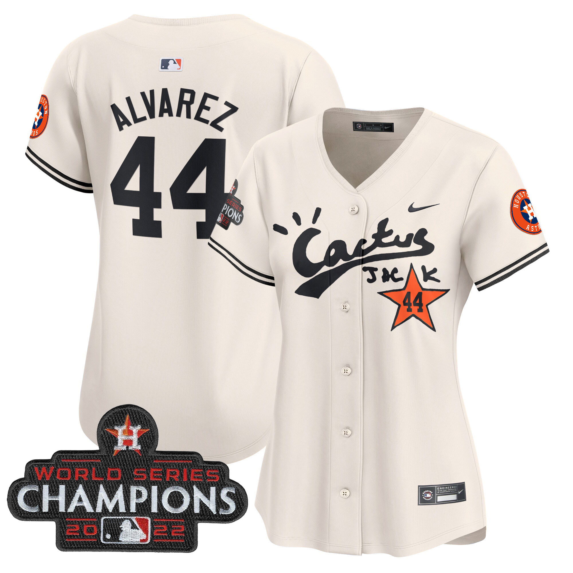 Women's Houston Astros Cactus Jack Champions Patch Vapor Premier Limited Jersey - All Stitched - Image 6
