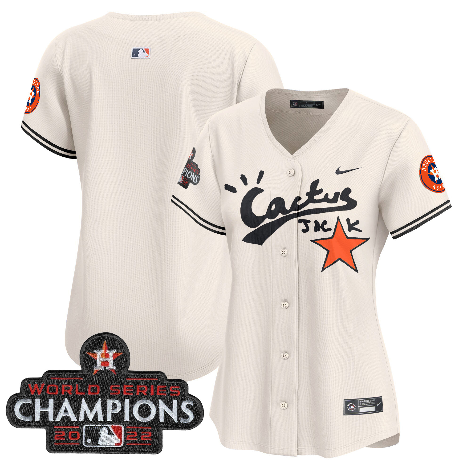 Women's Houston Astros Cactus Jack Champions Patch Vapor Premier Limited Jersey - All Stitched - Image 9