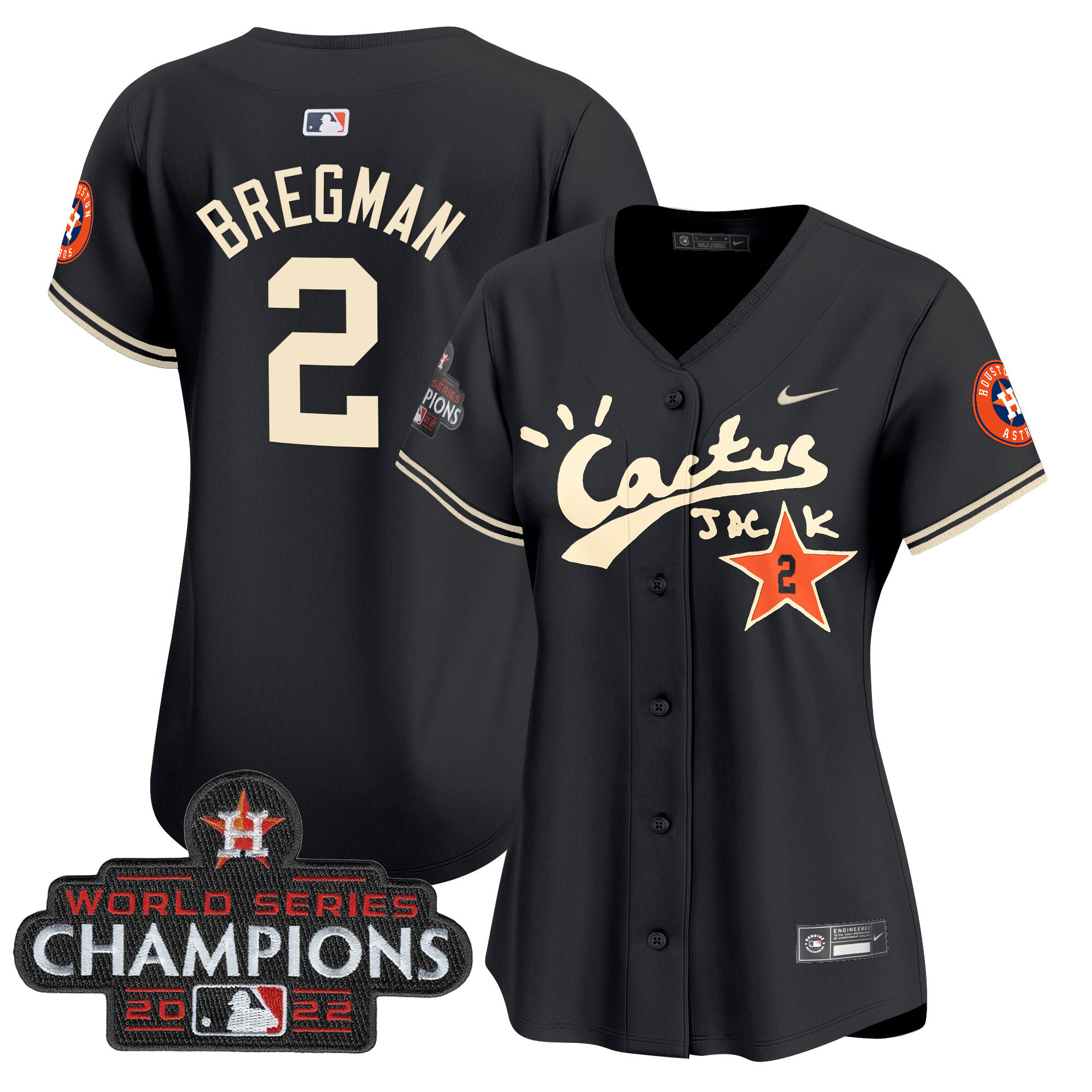 Women's Houston Astros Cactus Jack Champions Patch Vapor Premier Limited Jersey - All Stitched - Image 13