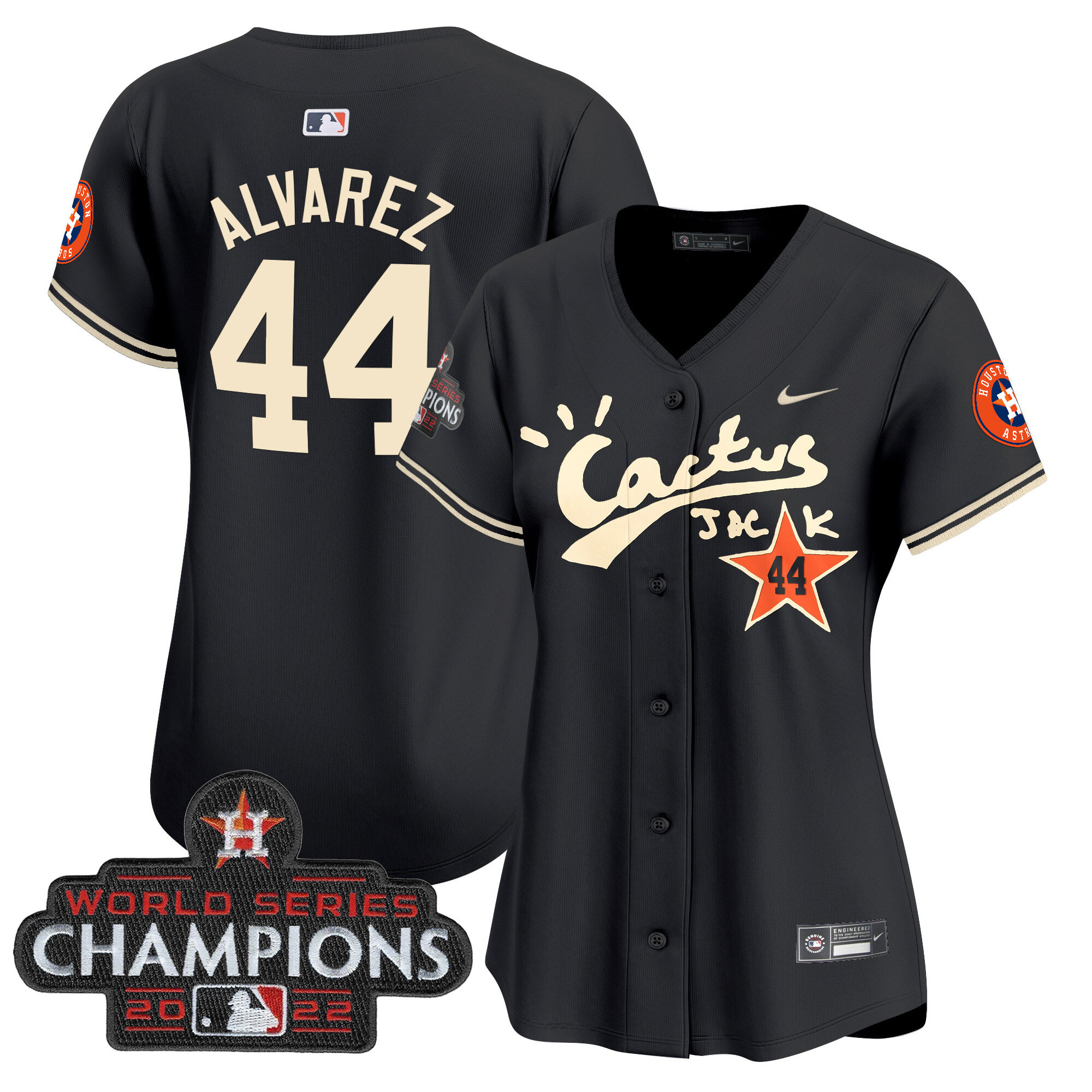 Women's Houston Astros Cactus Jack Champions Patch Vapor Premier Limited Jersey - All Stitched - Image 15