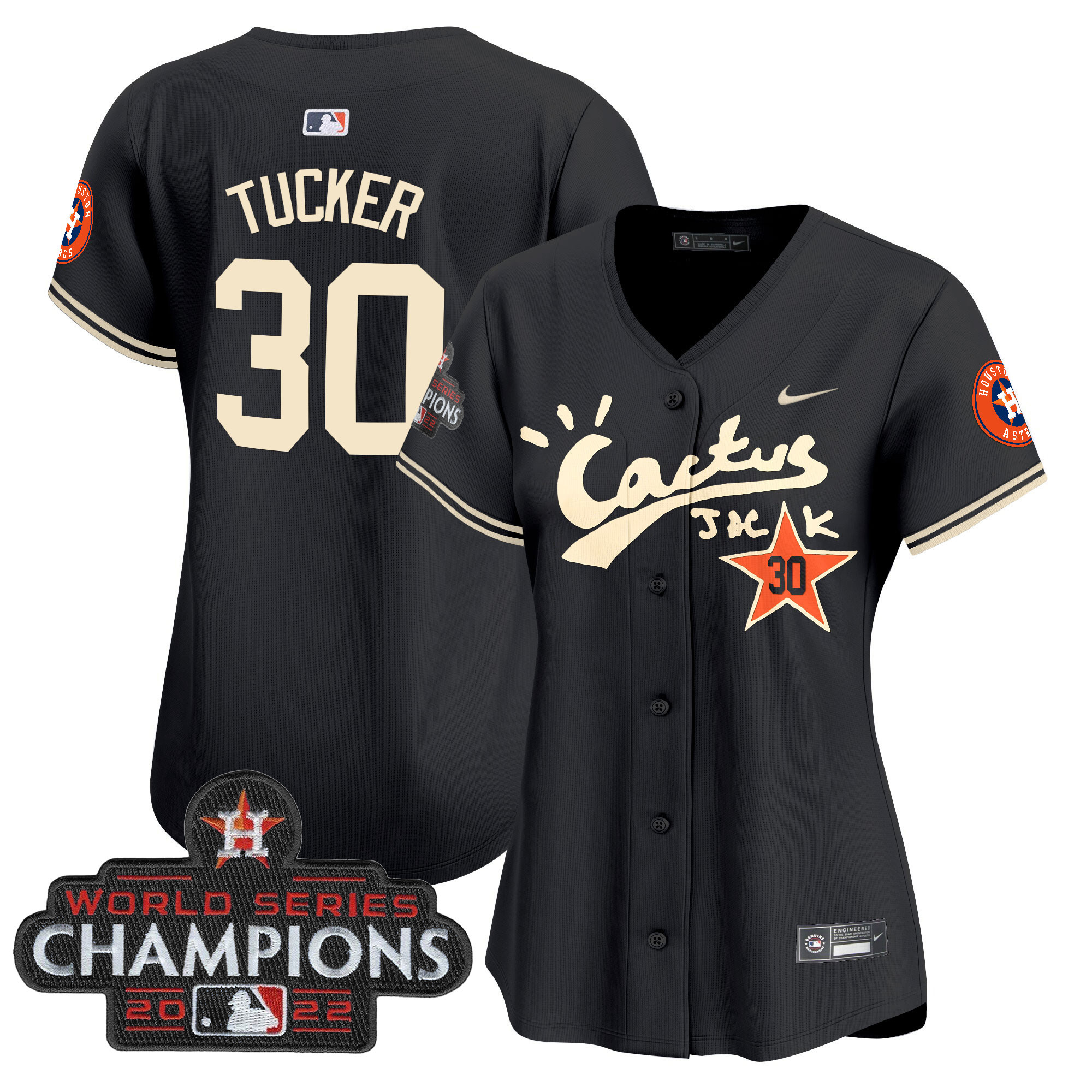 Women's Houston Astros Cactus Jack Champions Patch Vapor Premier Limited Jersey - All Stitched - Image 17
