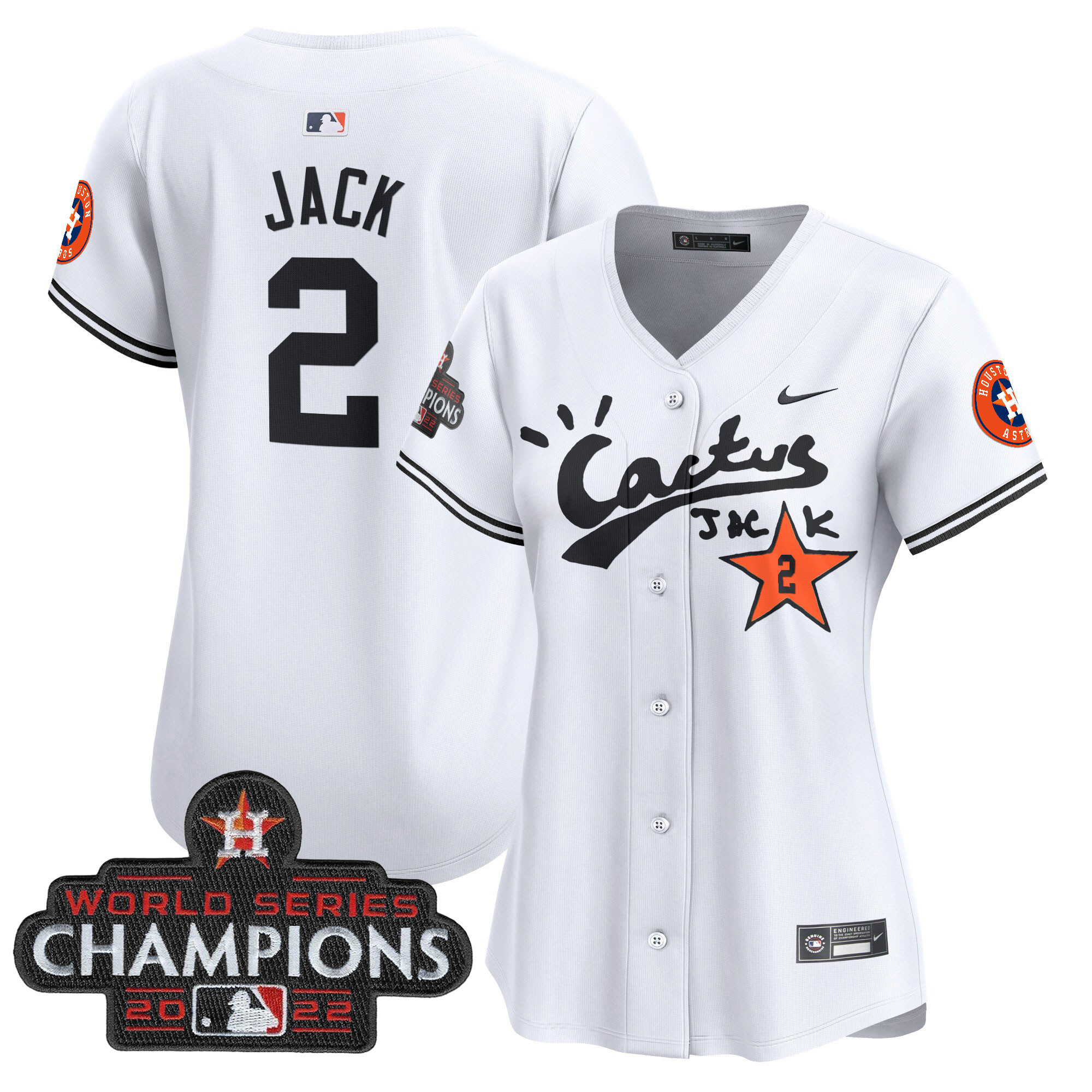 Women's Houston Astros Cactus Jack Champions Patch Vapor Premier Limited Jersey - All Stitched - Image 20