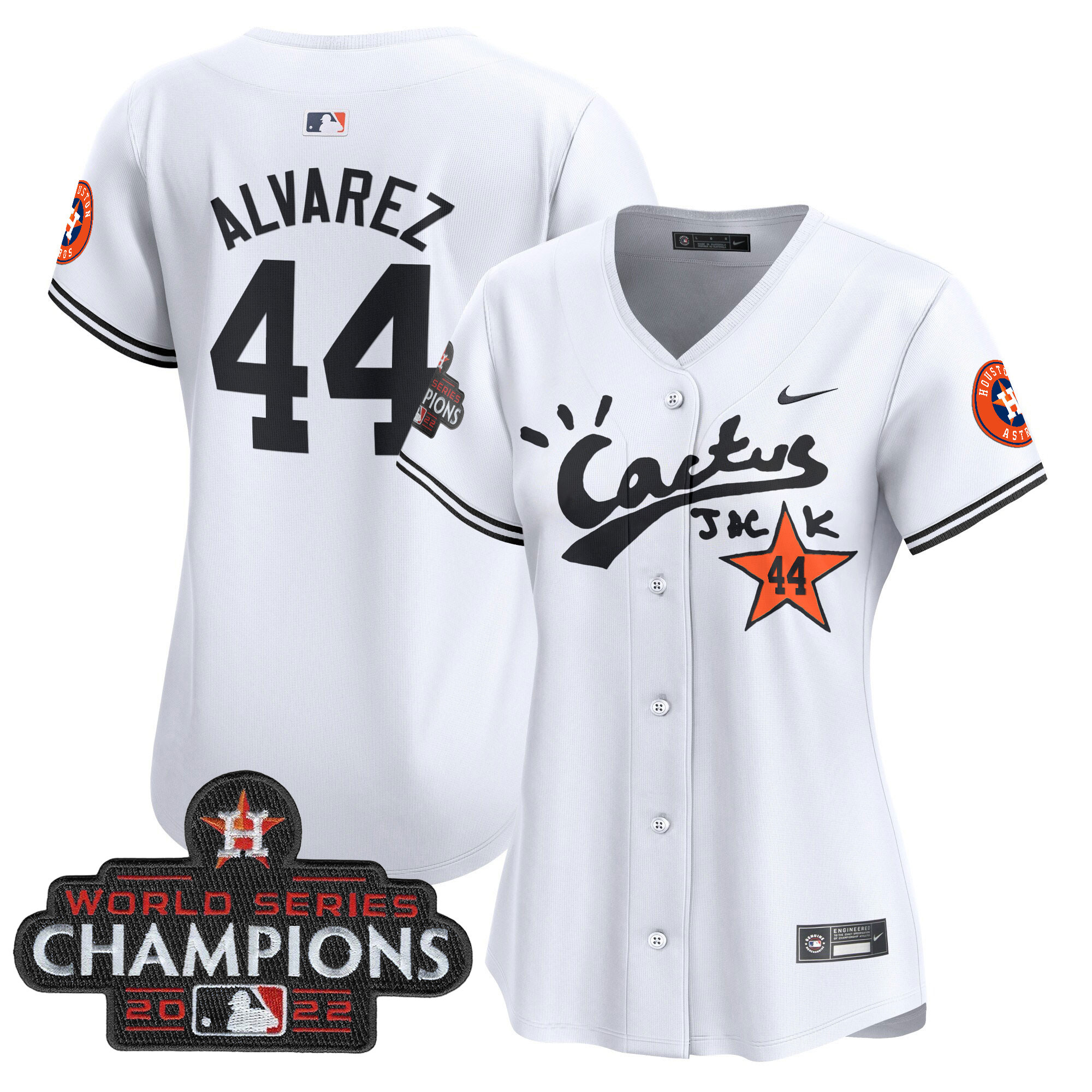 Women's Houston Astros Cactus Jack Champions Patch Vapor Premier Limited Jersey - All Stitched - Image 24