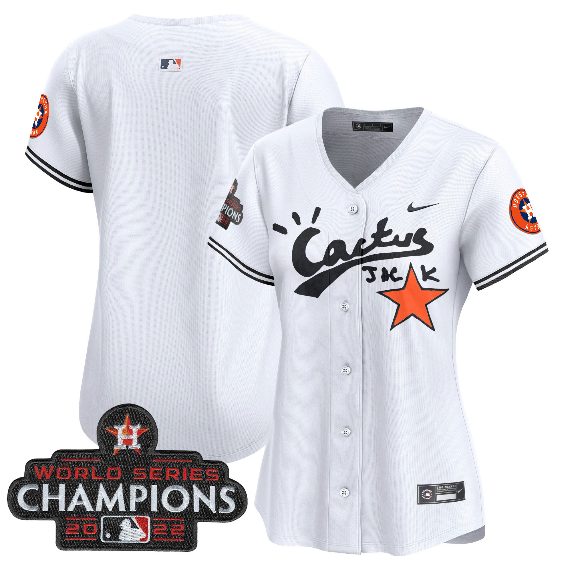 Women's Houston Astros Cactus Jack Champions Patch Vapor Premier Limited Jersey - All Stitched - Image 27