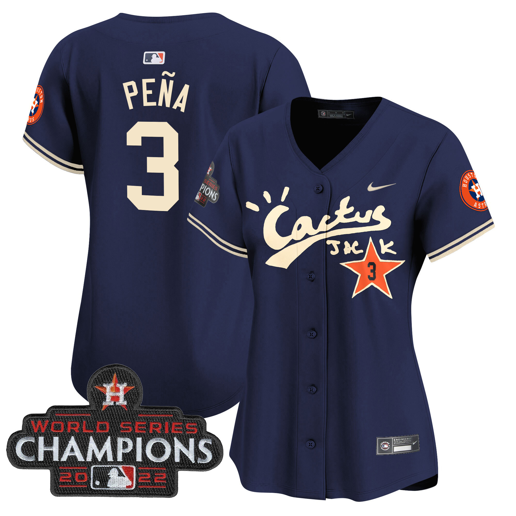 Women's Houston Astros Cactus Jack Champions Patch Vapor Premier Limited Jersey - All Stitched - Image 30