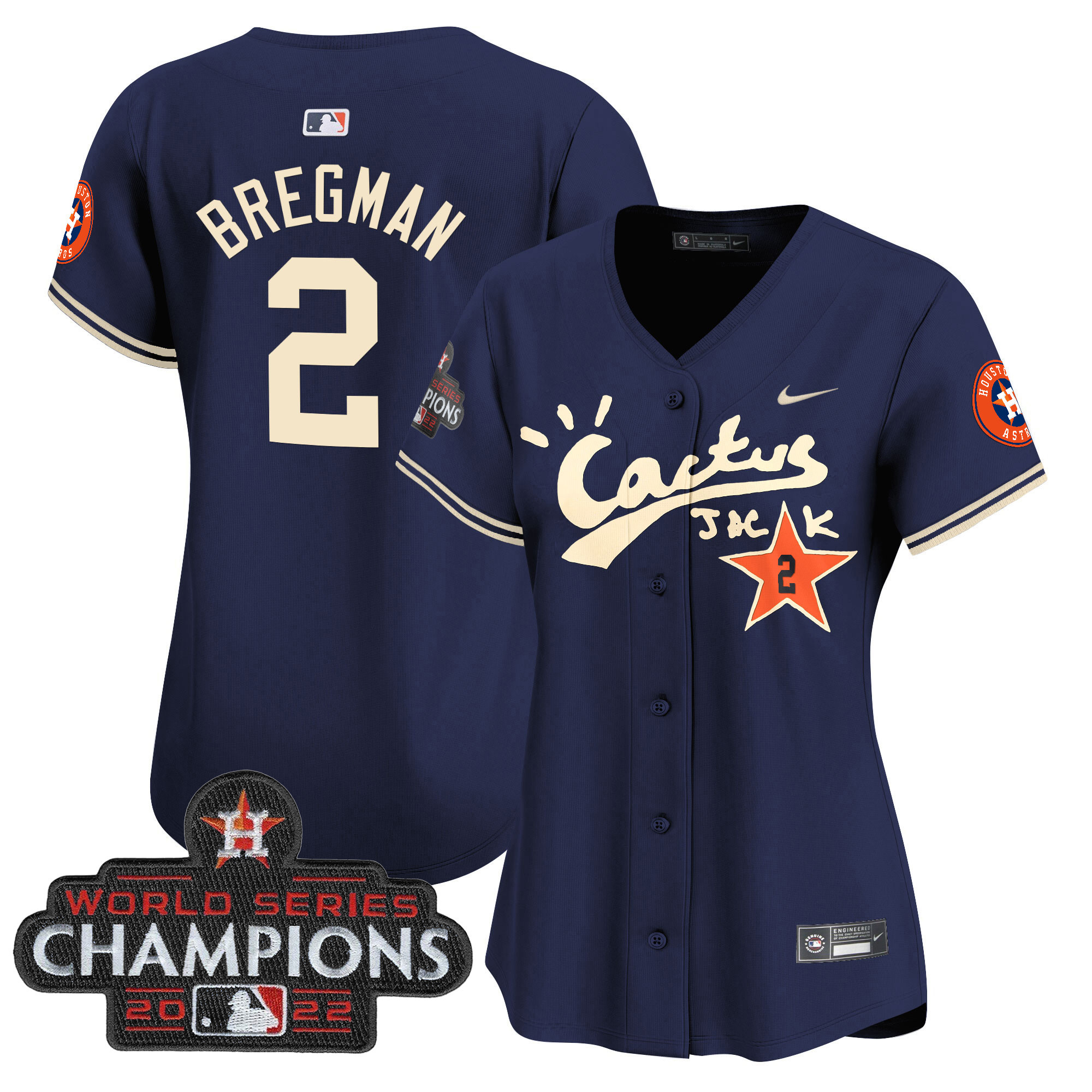 Women's Houston Astros Cactus Jack Champions Patch Vapor Premier Limited Jersey - All Stitched - Image 31