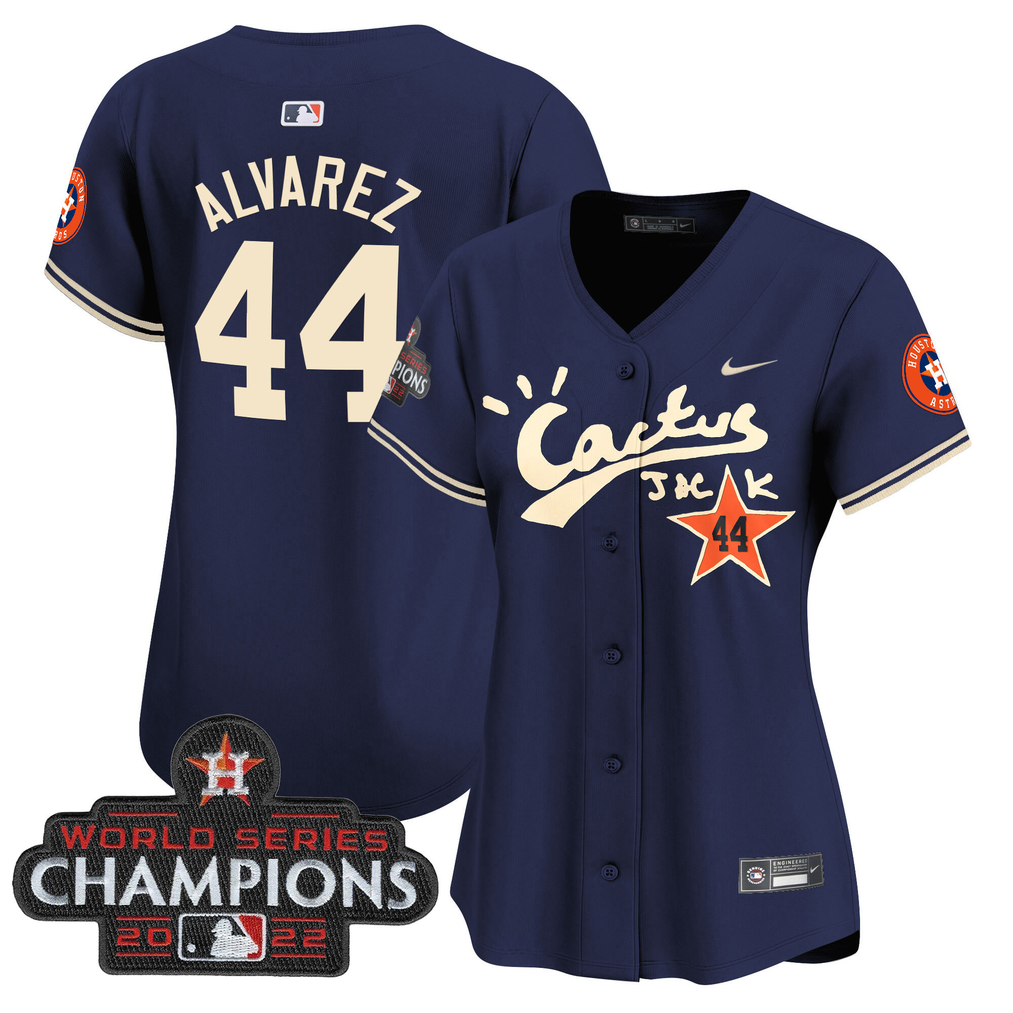 Women's Houston Astros Cactus Jack Champions Patch Vapor Premier Limited Jersey - All Stitched - Image 33