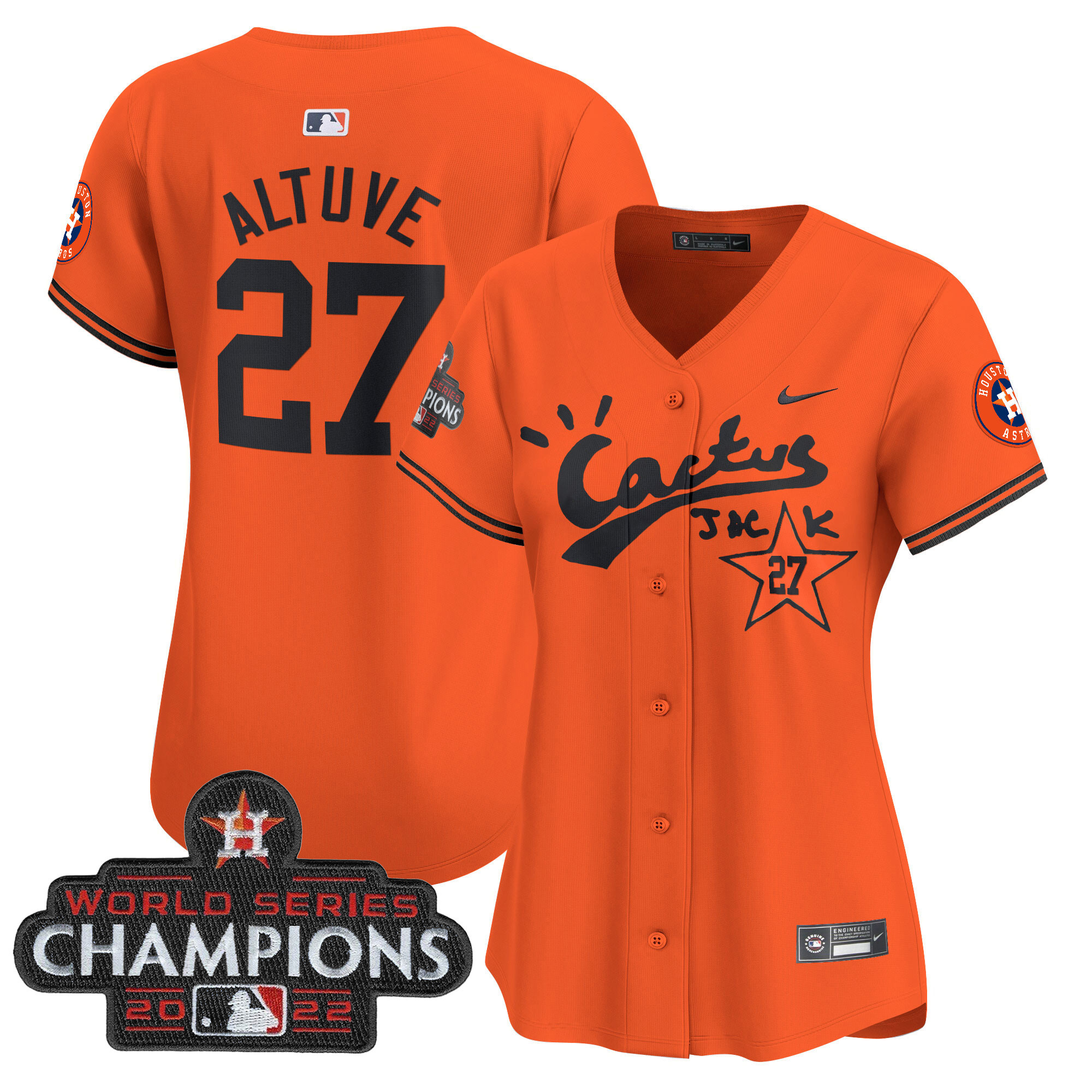 Women's Houston Astros Cactus Jack Champions Patch Vapor Premier Limited Jersey - All Stitched - Image 41