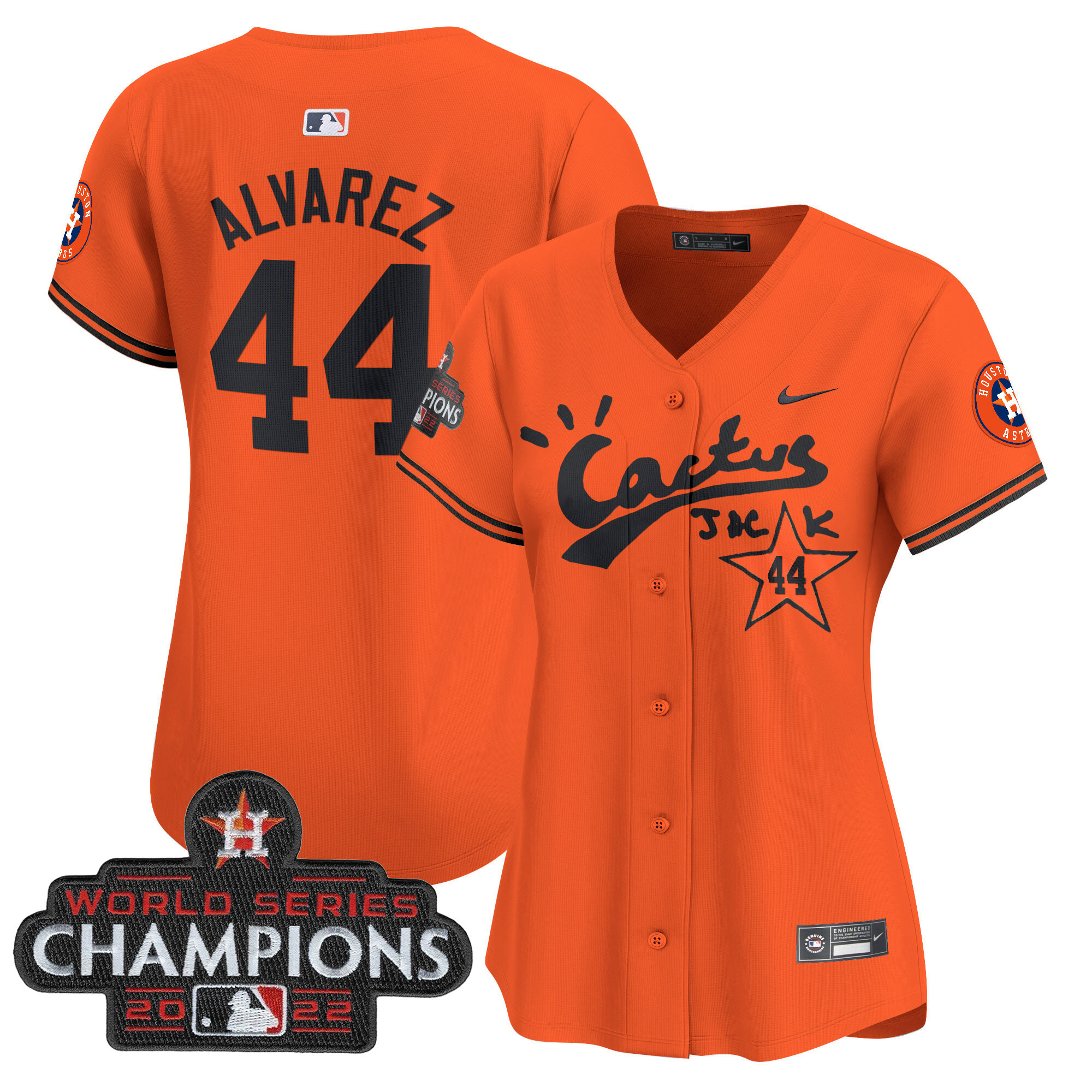 Women's Houston Astros Cactus Jack Champions Patch Vapor Premier Limited Jersey - All Stitched - Image 42