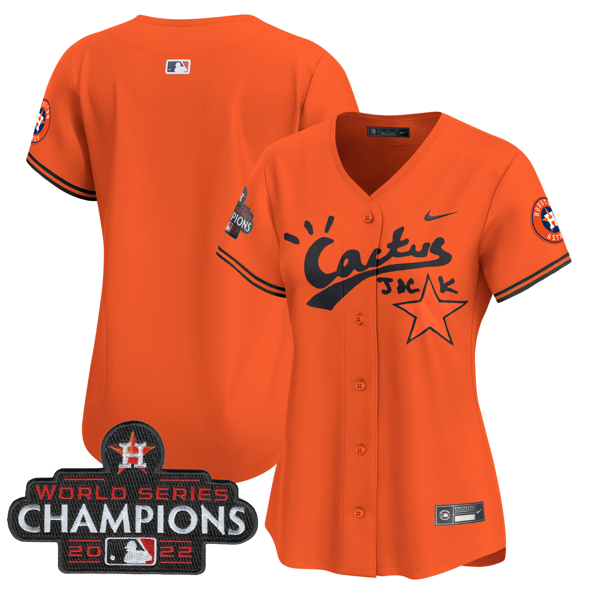 Women's Houston Astros Cactus Jack Champions Patch Vapor Premier Limited Jersey - All Stitched - Image 45