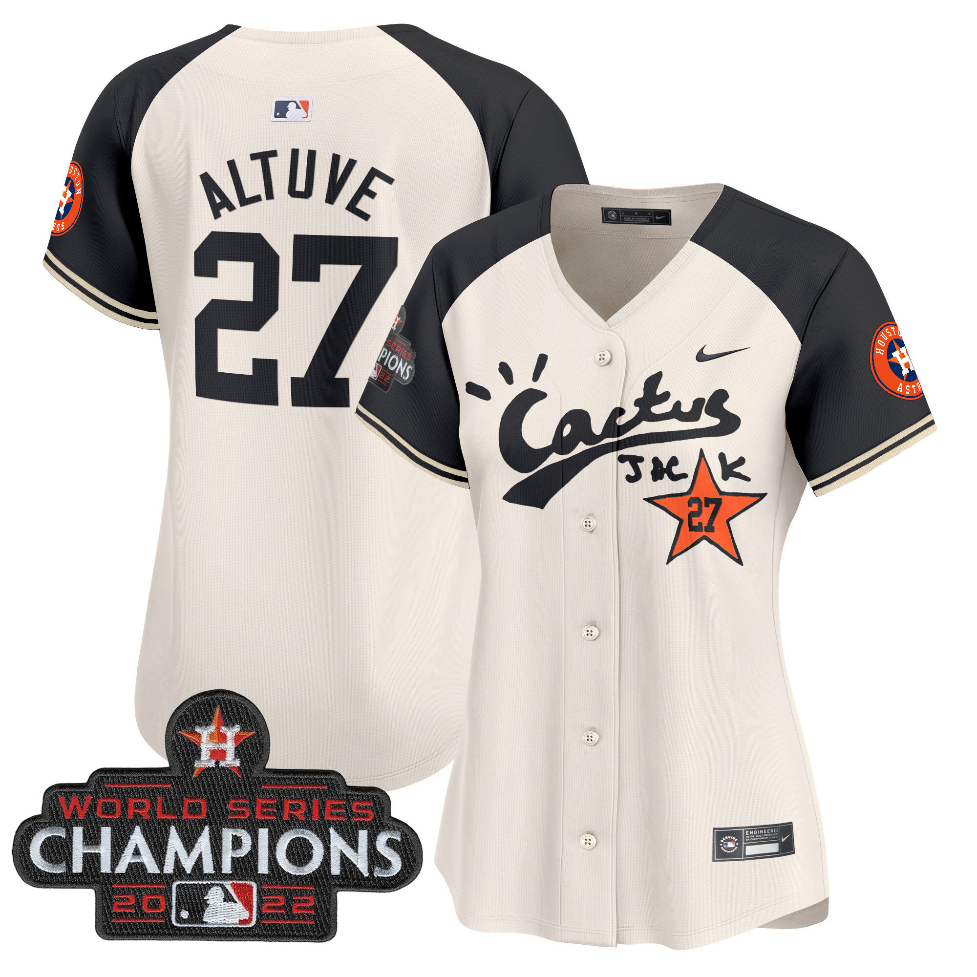 Women's Houston Astros Cactus Jack Champions Patch Vapor Premier Limited Jersey - All Stitched - Image 50