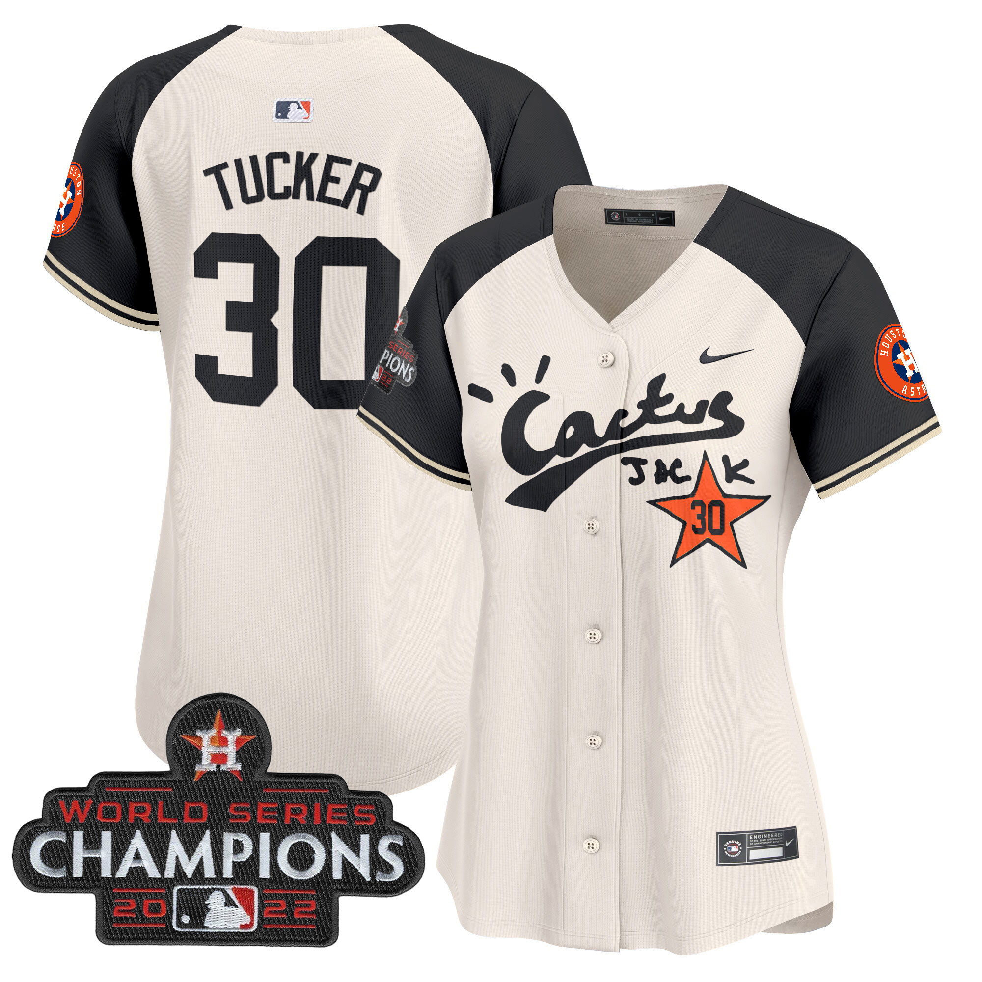 Women's Houston Astros Cactus Jack Champions Patch Vapor Premier Limited Jersey - All Stitched - Image 53