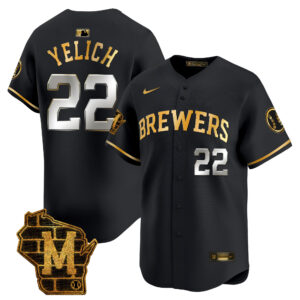 Men's Milwaukee Brewers Home Patch Vapor Premier Limited Jersey - All Stitched