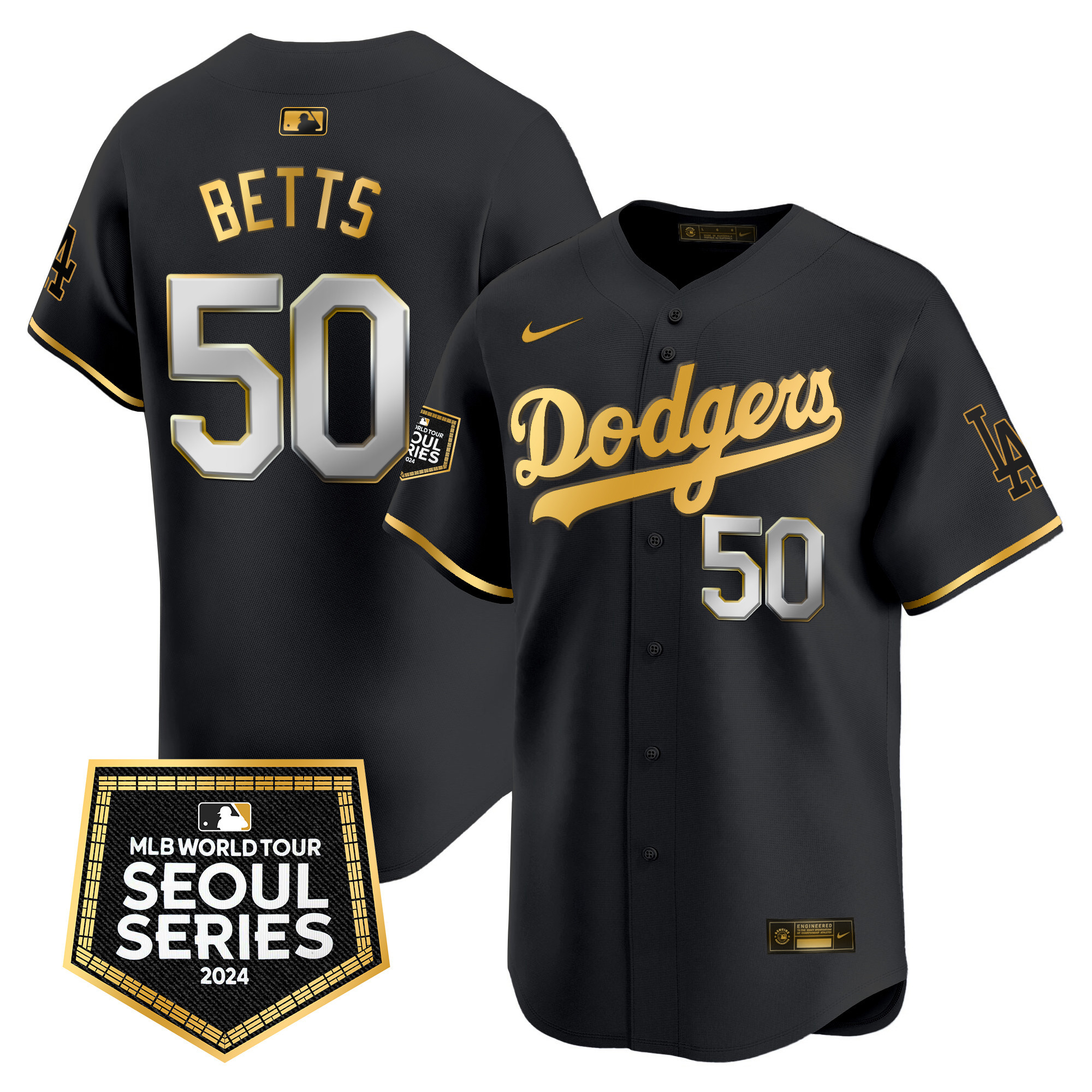 Men's Dodgers 2024 World Tour Seoul Series Patch Vapor Premier Limited Jersey - All Stitched - Image 3