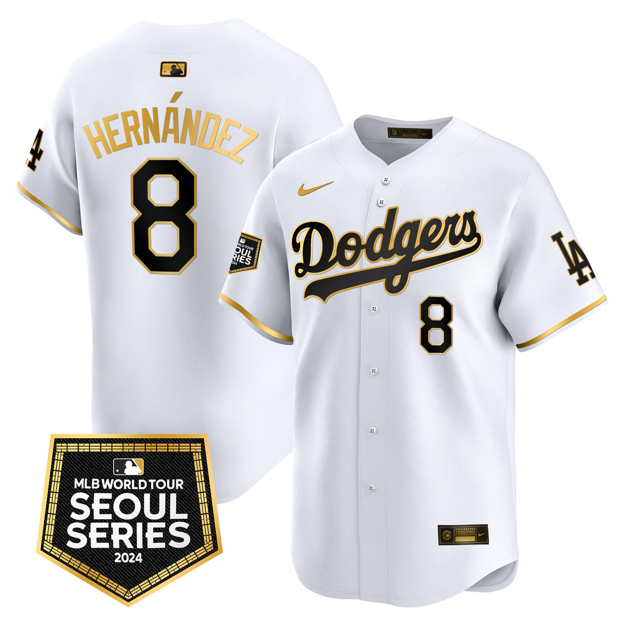 Men's Dodgers 2024 World Tour Seoul Series Patch Vapor Premier Limited Jersey - All Stitched - Image 16