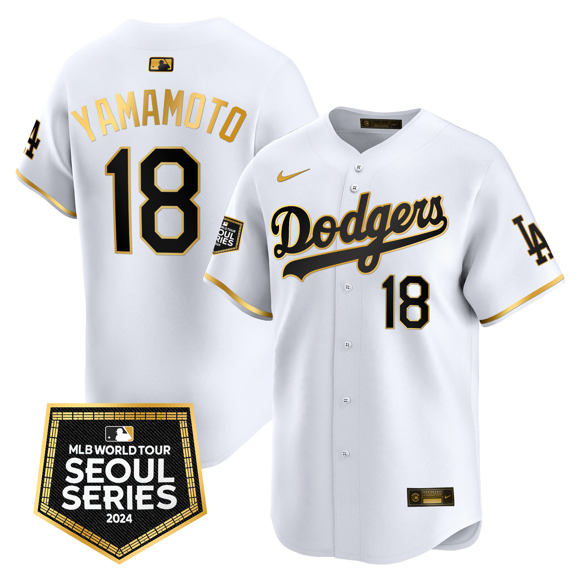 Men's Dodgers 2024 World Tour Seoul Series Patch Vapor Premier Limited Jersey - All Stitched - Image 17