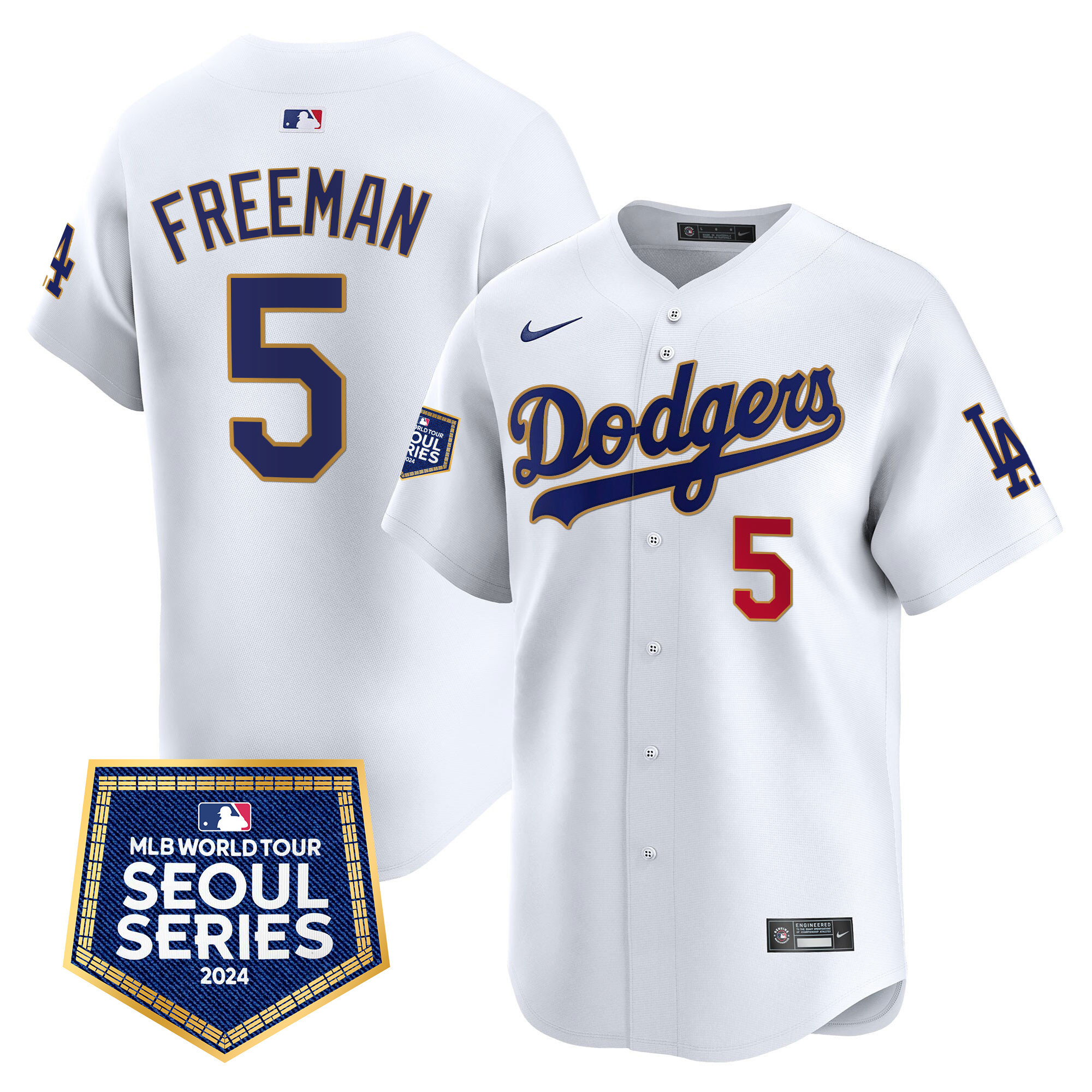 Men's Dodgers 2024 World Tour Seoul Series Patch Vapor Premier Limited Jersey - All Stitched - Image 22