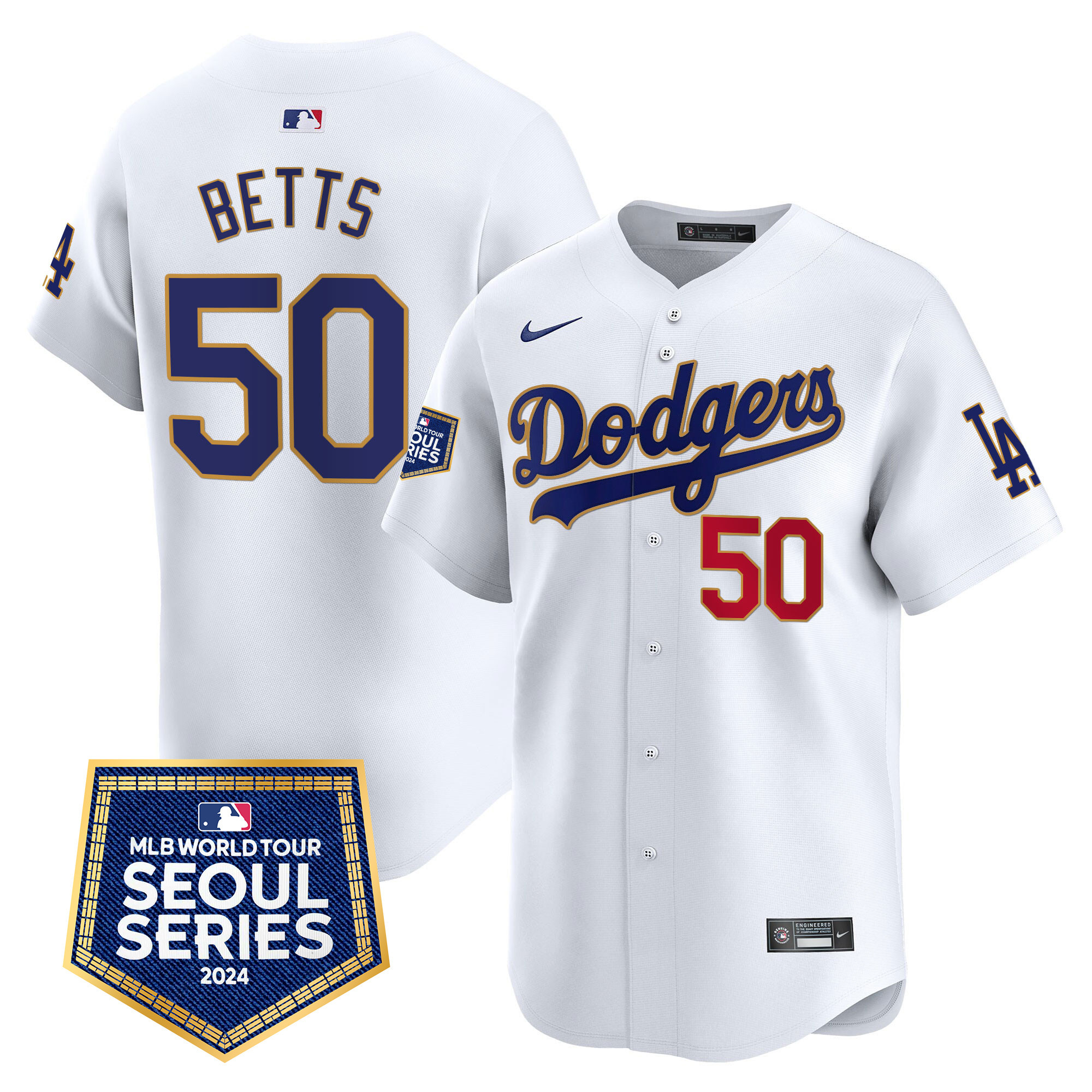 Men's Dodgers 2024 World Tour Seoul Series Patch Vapor Premier Limited Jersey - All Stitched - Image 23