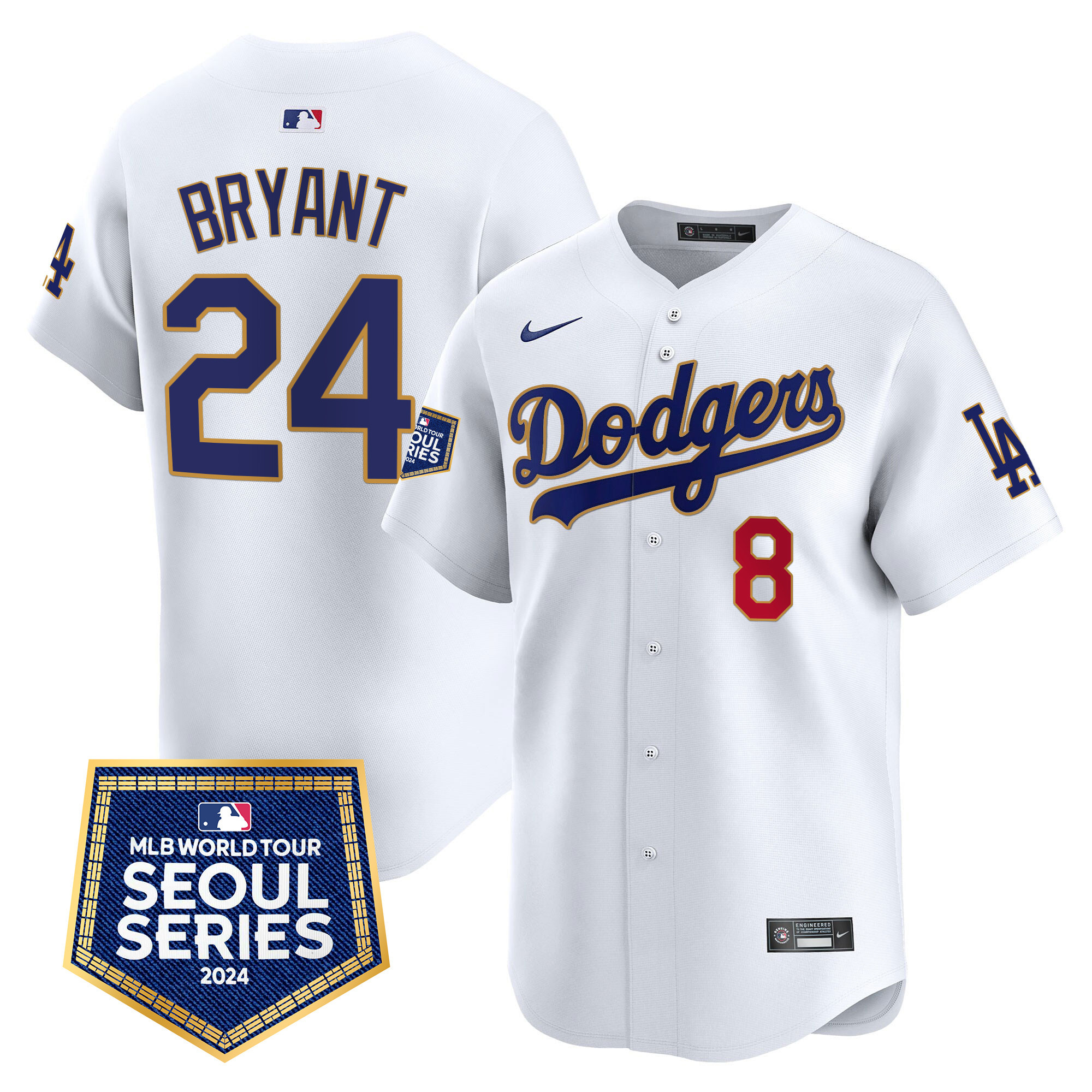 Men's Dodgers 2024 World Tour Seoul Series Patch Vapor Premier Limited Jersey - All Stitched - Image 24