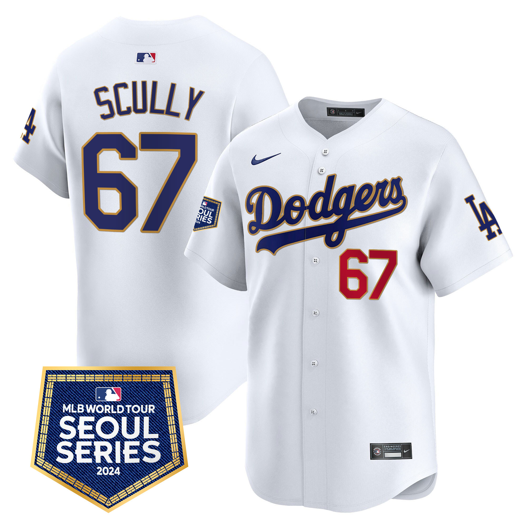 Men's Dodgers 2024 World Tour Seoul Series Patch Vapor Premier Limited Jersey - All Stitched - Image 25