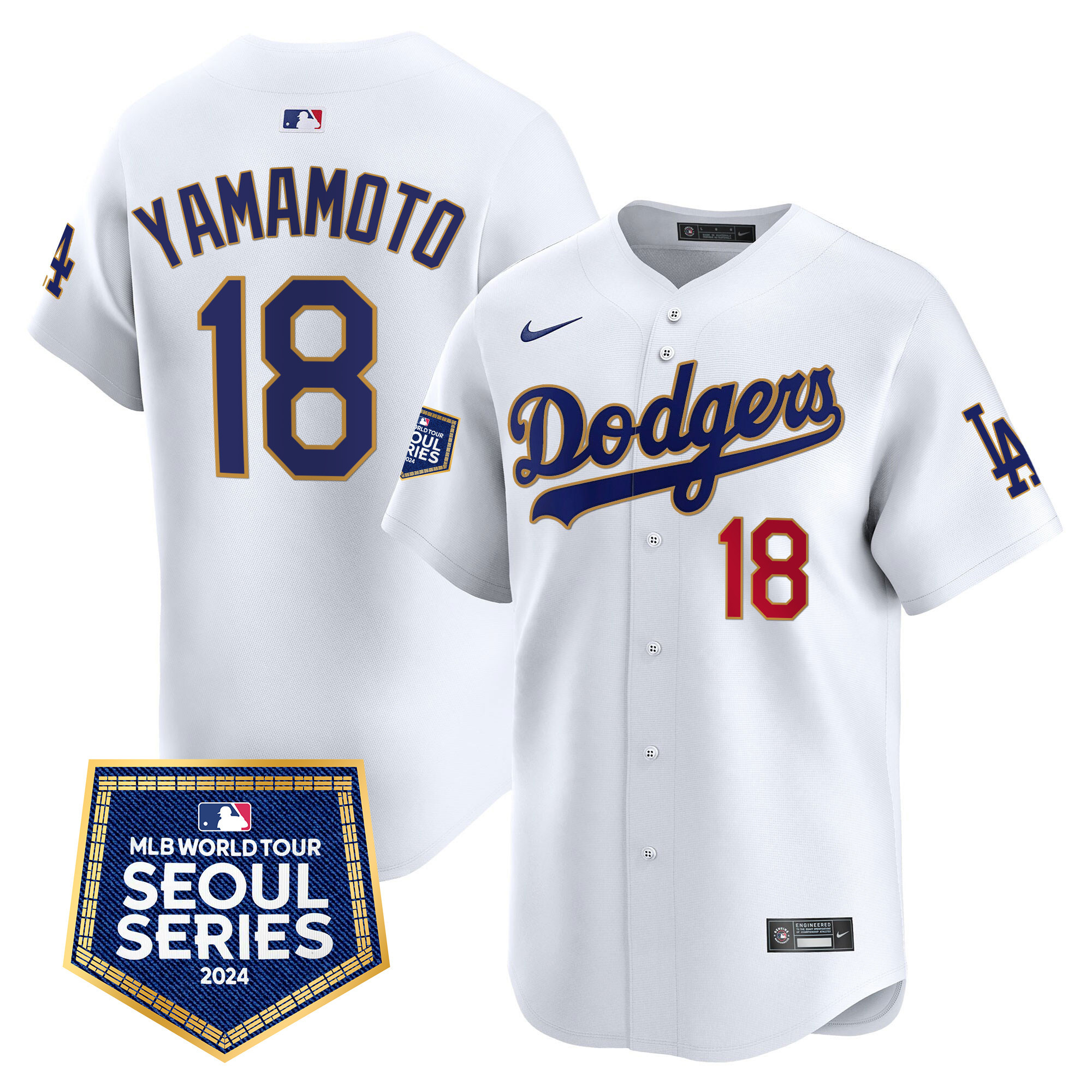 Men's Dodgers 2024 World Tour Seoul Series Patch Vapor Premier Limited Jersey - All Stitched - Image 27