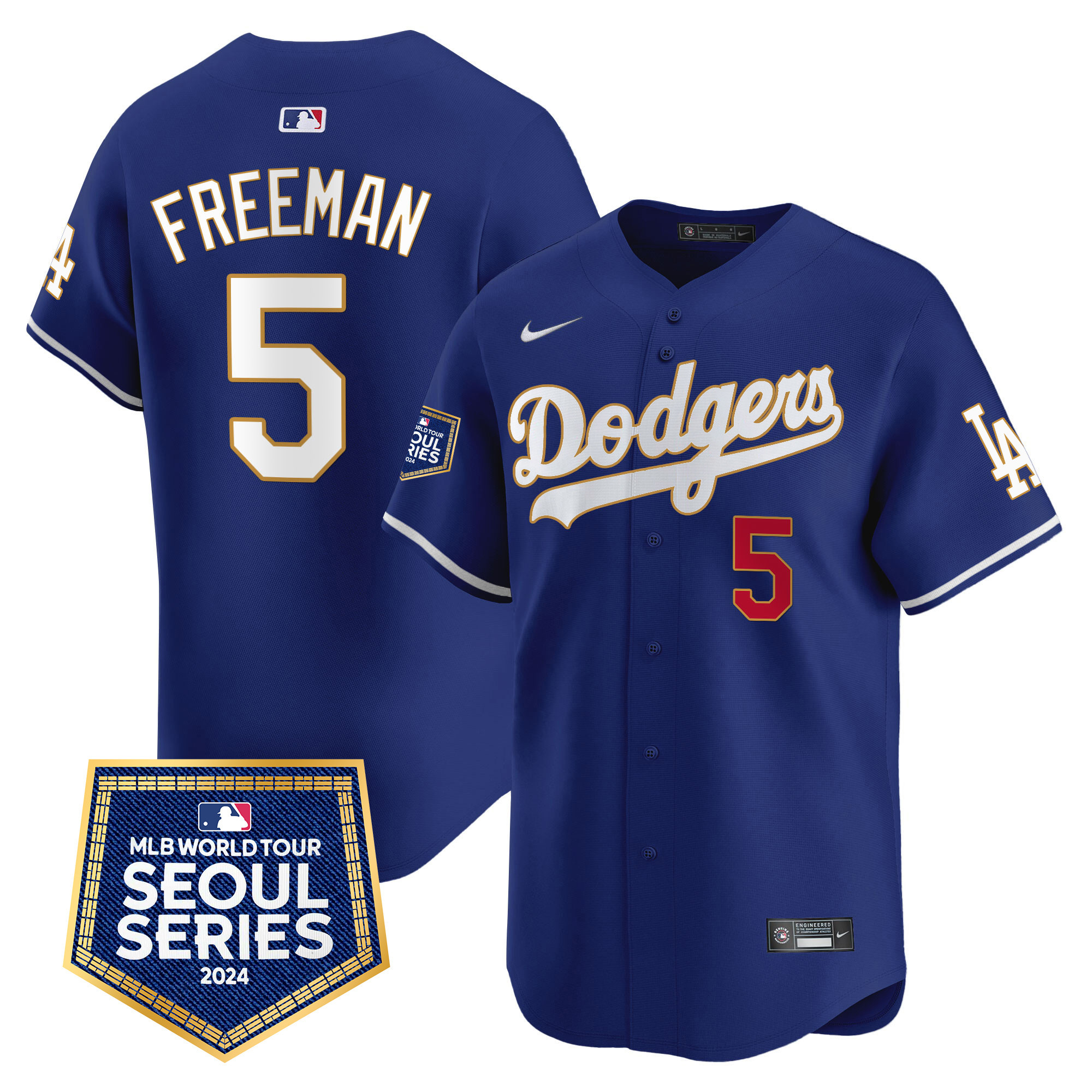 Men's Dodgers 2024 World Tour Seoul Series Patch Vapor Premier Limited Jersey - All Stitched - Image 32