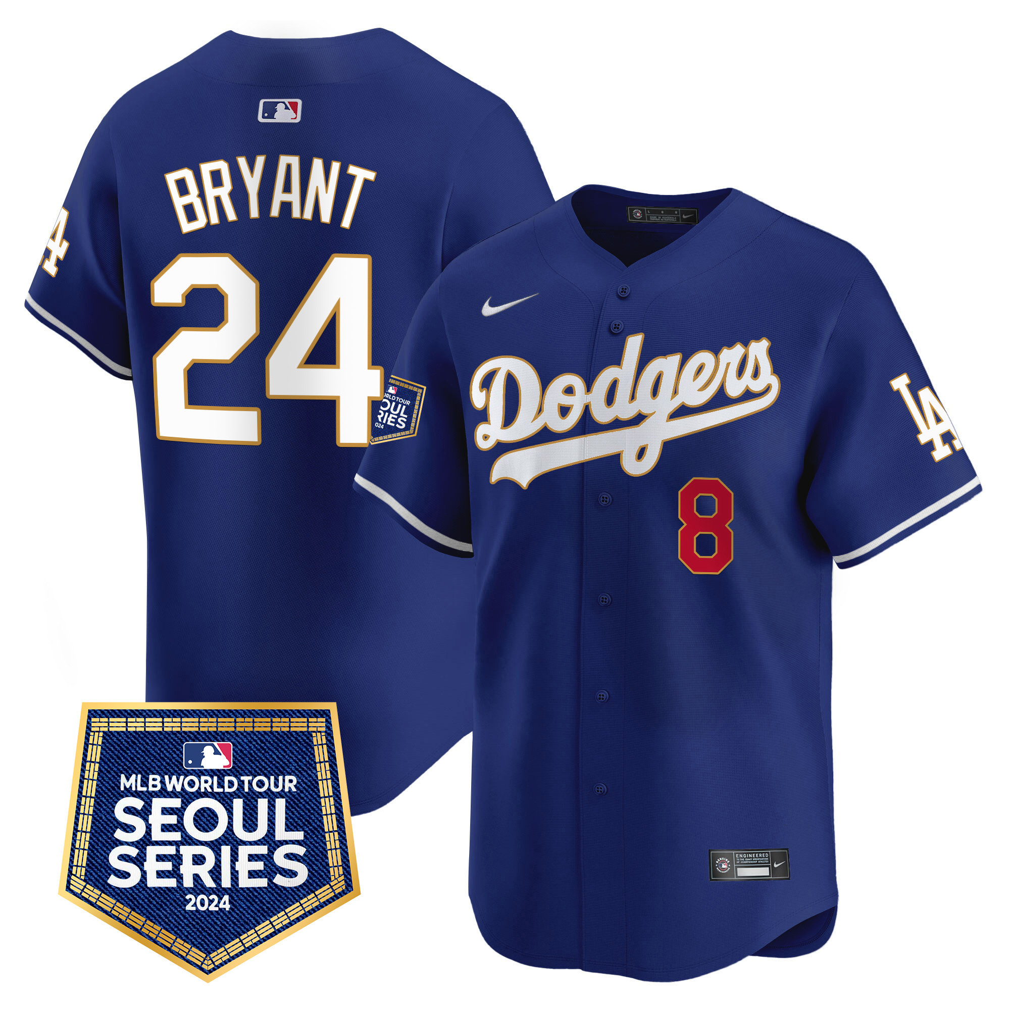Men's Dodgers 2024 World Tour Seoul Series Patch Vapor Premier Limited Jersey - All Stitched - Image 34