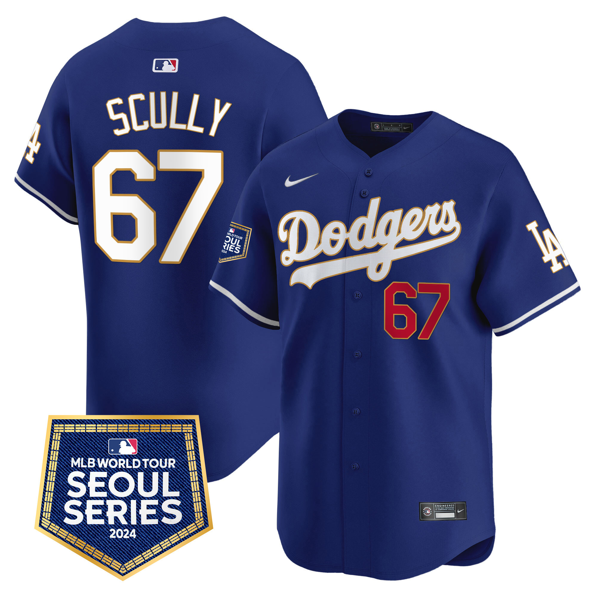 Men's Dodgers 2024 World Tour Seoul Series Patch Vapor Premier Limited Jersey - All Stitched - Image 35