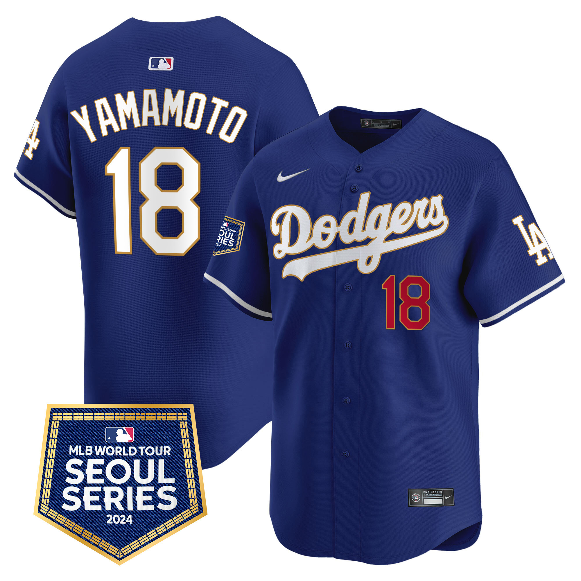 Men's Dodgers 2024 World Tour Seoul Series Patch Vapor Premier Limited Jersey - All Stitched - Image 37