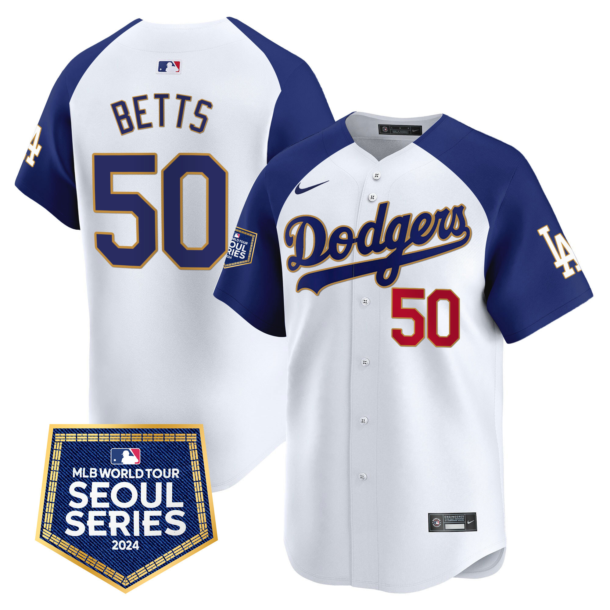 Men's Dodgers 2024 World Tour Seoul Series Patch Vapor Premier Limited Jersey - All Stitched - Image 43