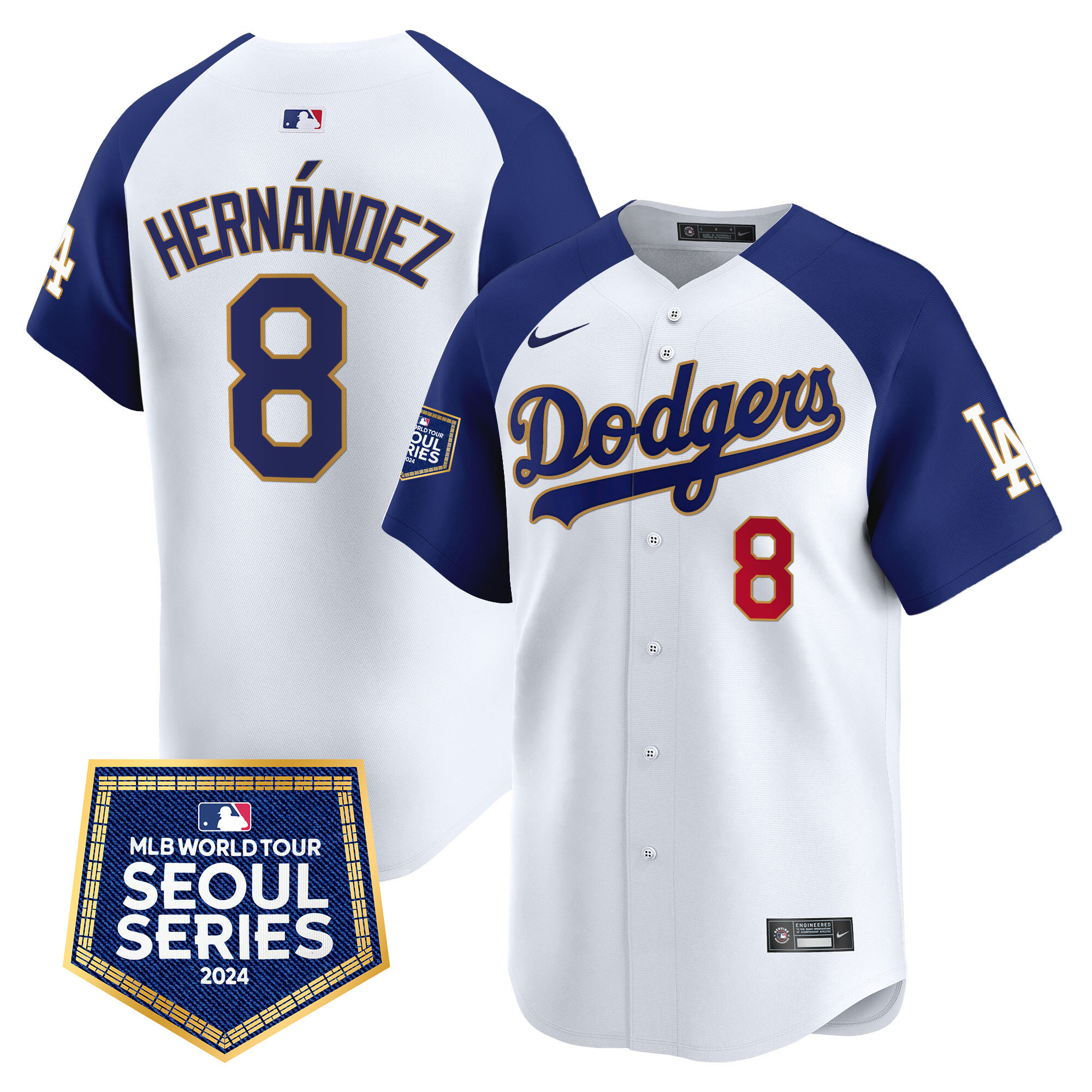 Men's Dodgers 2024 World Tour Seoul Series Patch Vapor Premier Limited Jersey - All Stitched - Image 46