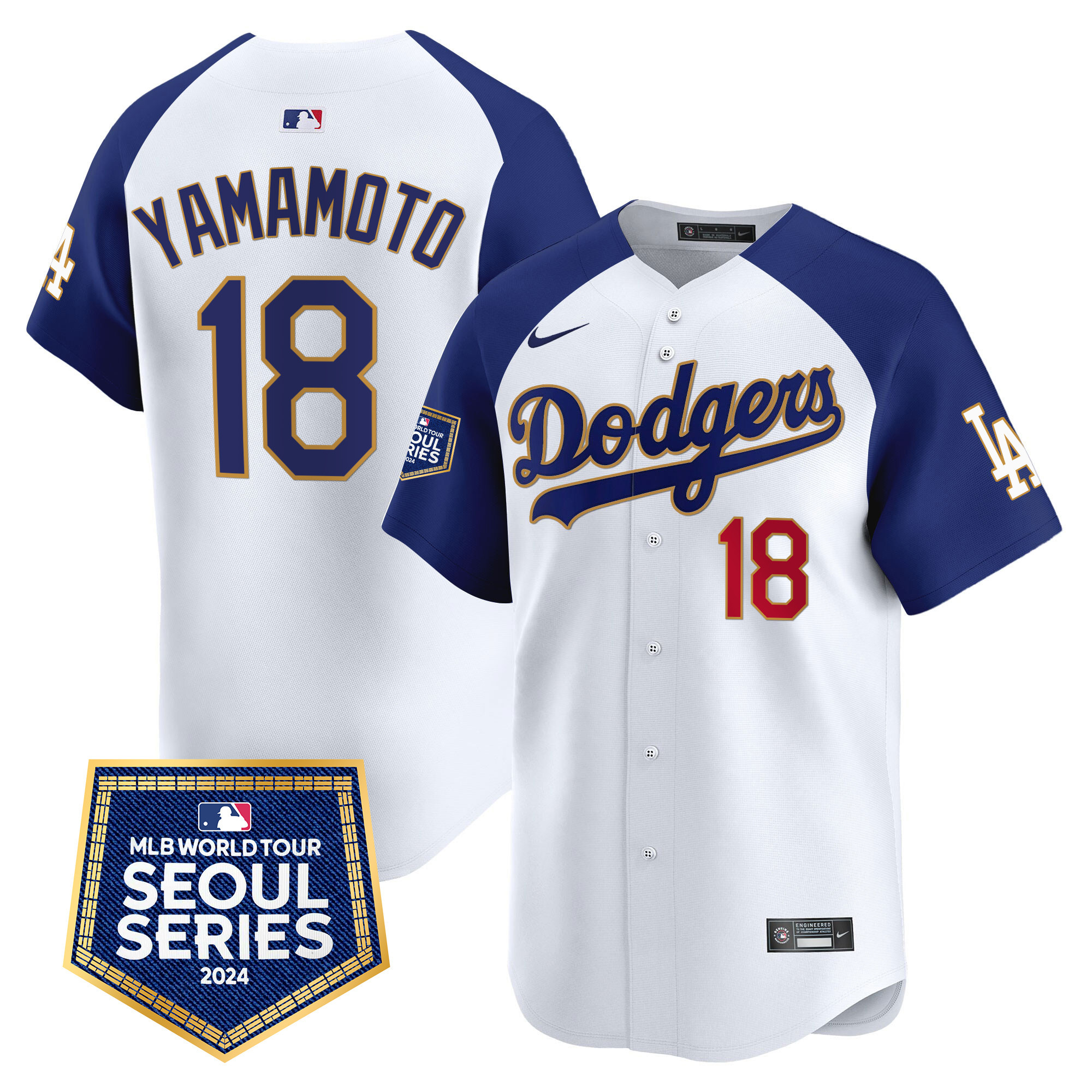Men's Dodgers 2024 World Tour Seoul Series Patch Vapor Premier Limited Jersey - All Stitched - Image 47