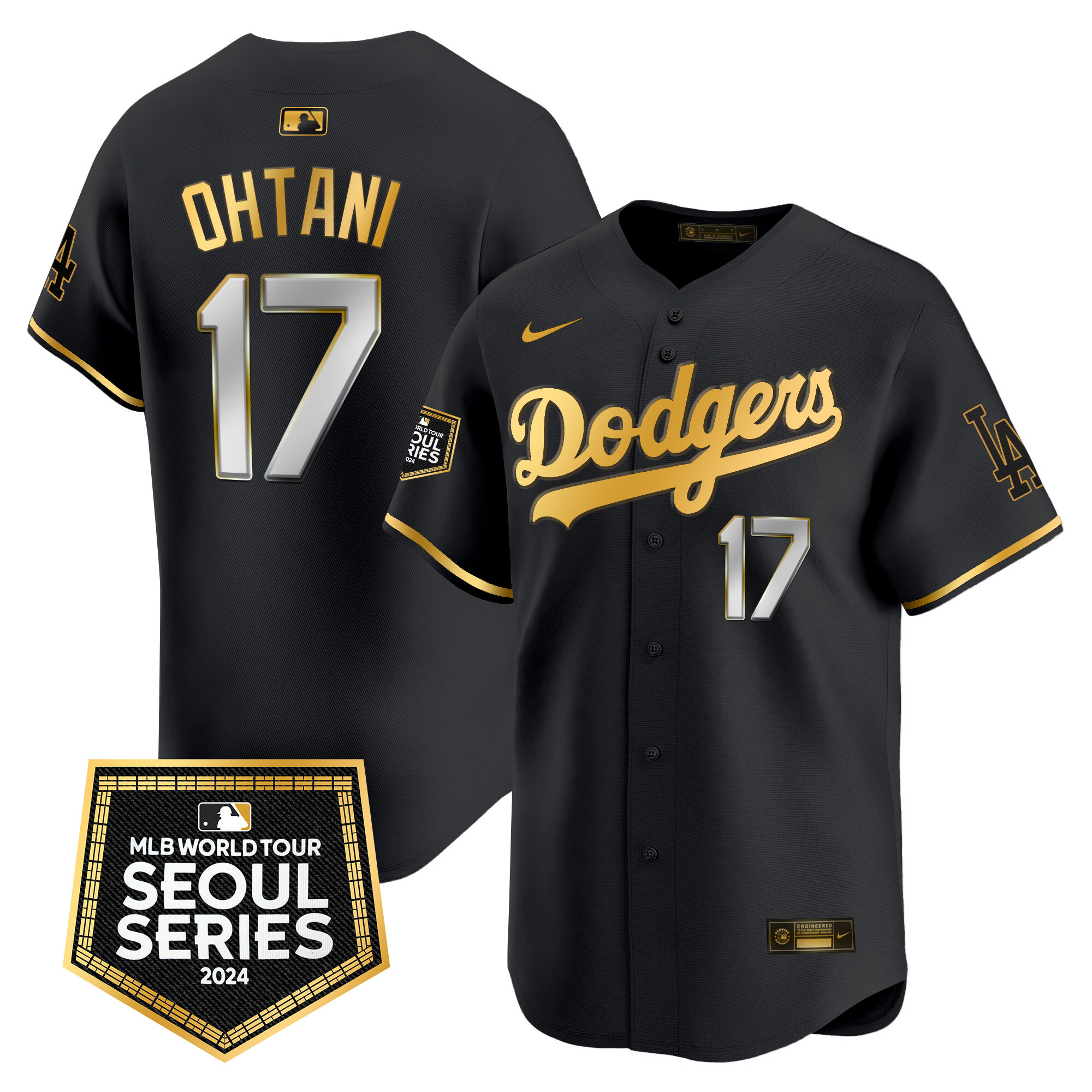 Men's Dodgers 2024 World Tour Seoul Series Patch Vapor Premier Limited Jersey - All Stitched