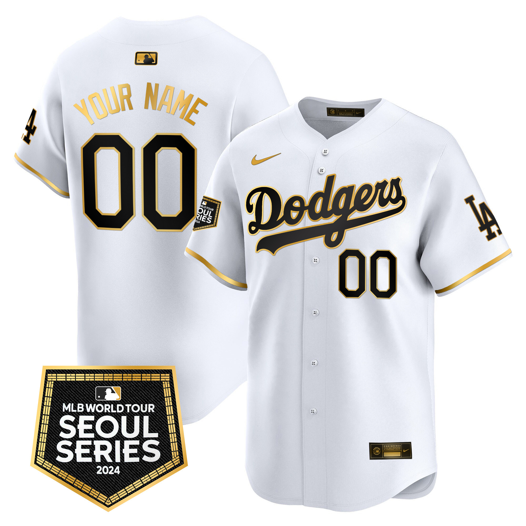 Dodgers 2024 World Tour Seoul Series Patch Vapor Premier Limited Custom Jersey - All Stitched - Image 2