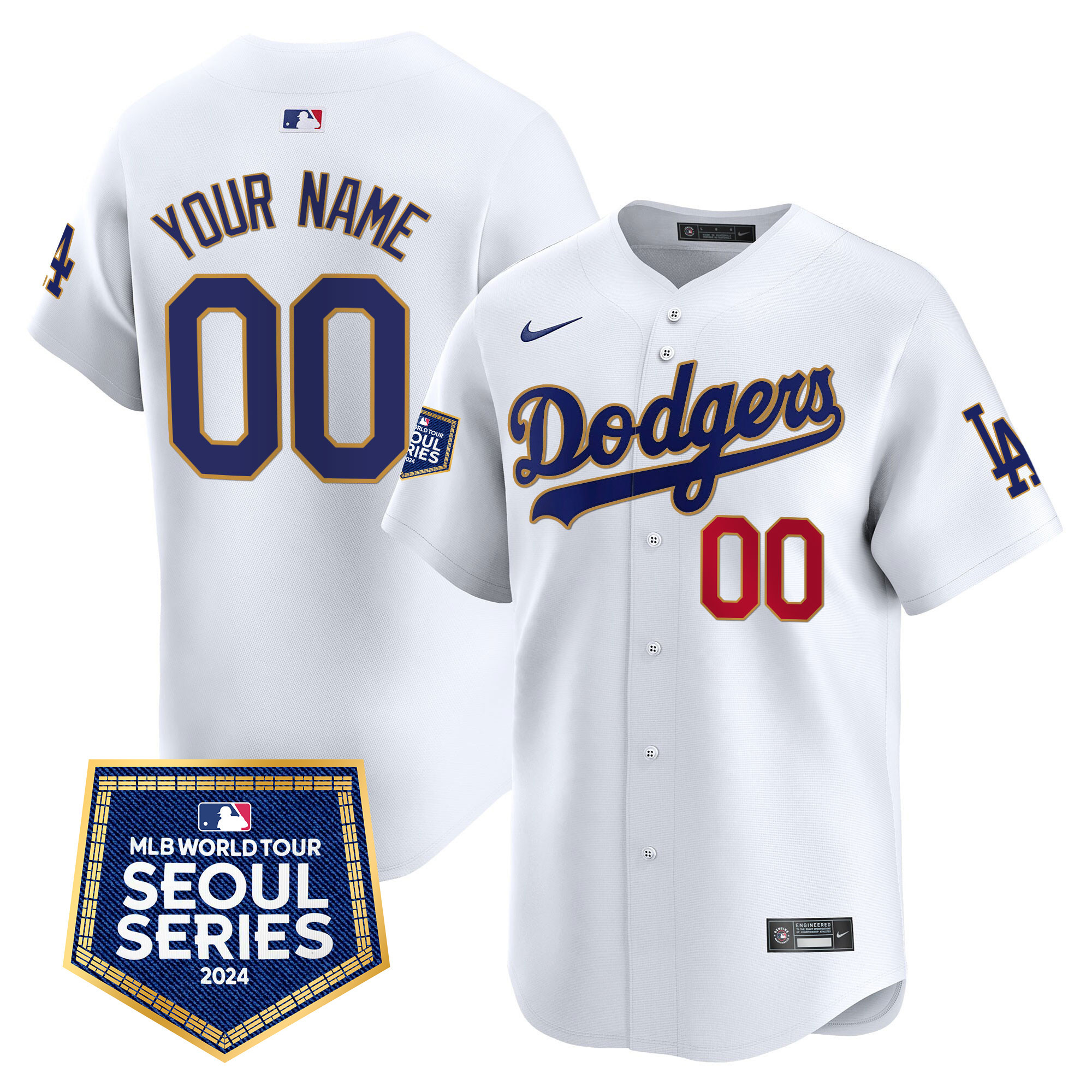 Dodgers 2024 World Tour Seoul Series Patch Vapor Premier Limited Custom Jersey - All Stitched - Image 3