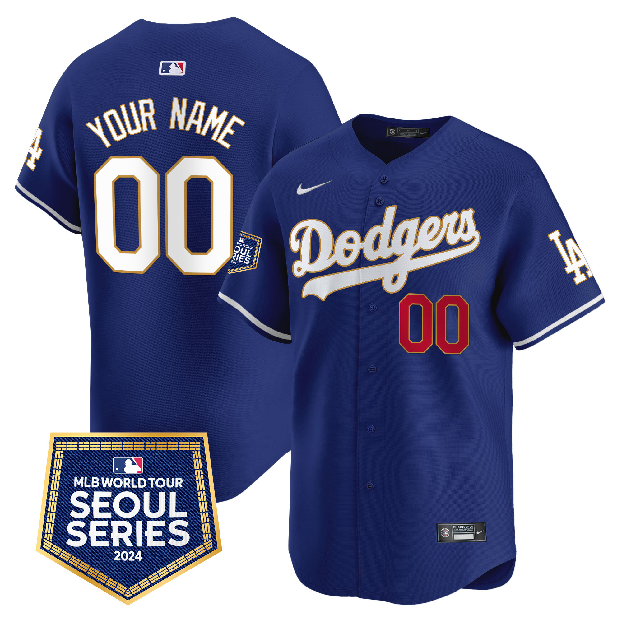Dodgers 2024 World Tour Seoul Series Patch Vapor Premier Limited Custom Jersey - All Stitched - Image 4
