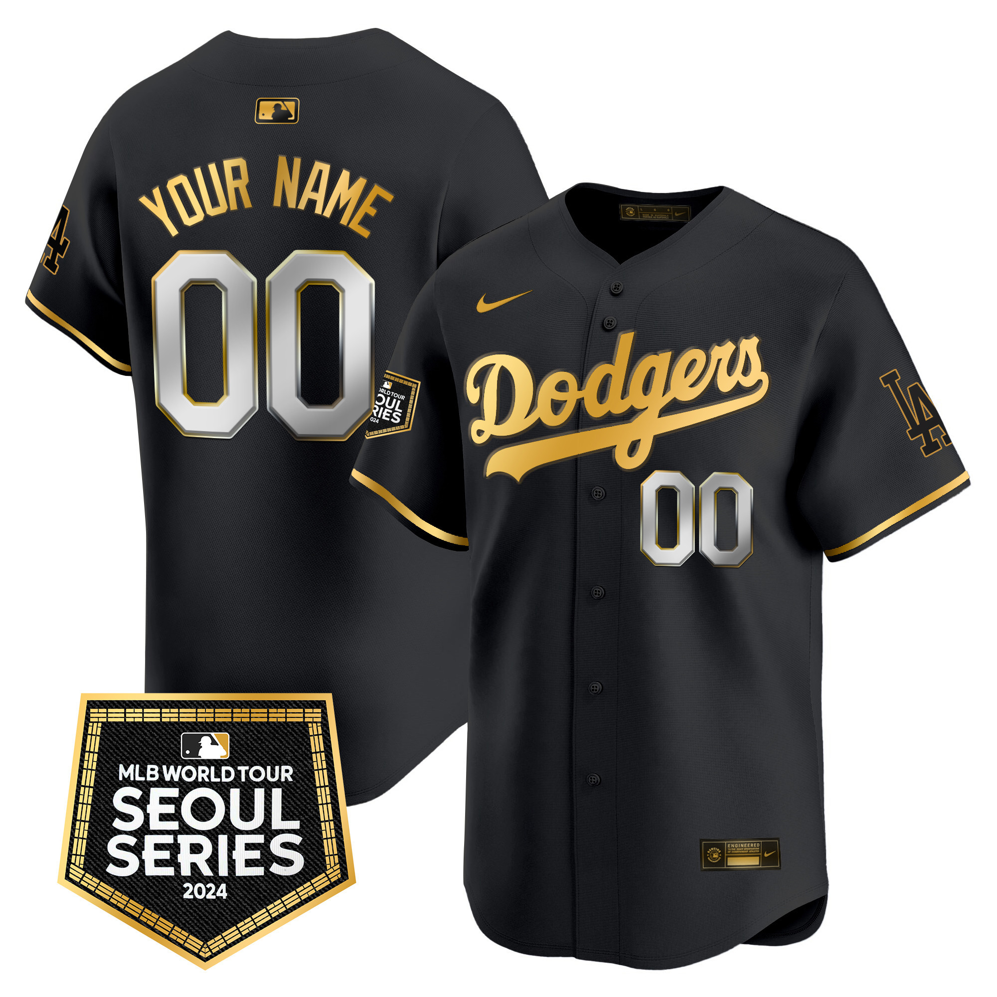 Dodgers 2024 World Tour Seoul Series Patch Vapor Premier Limited Custom Jersey - All Stitched