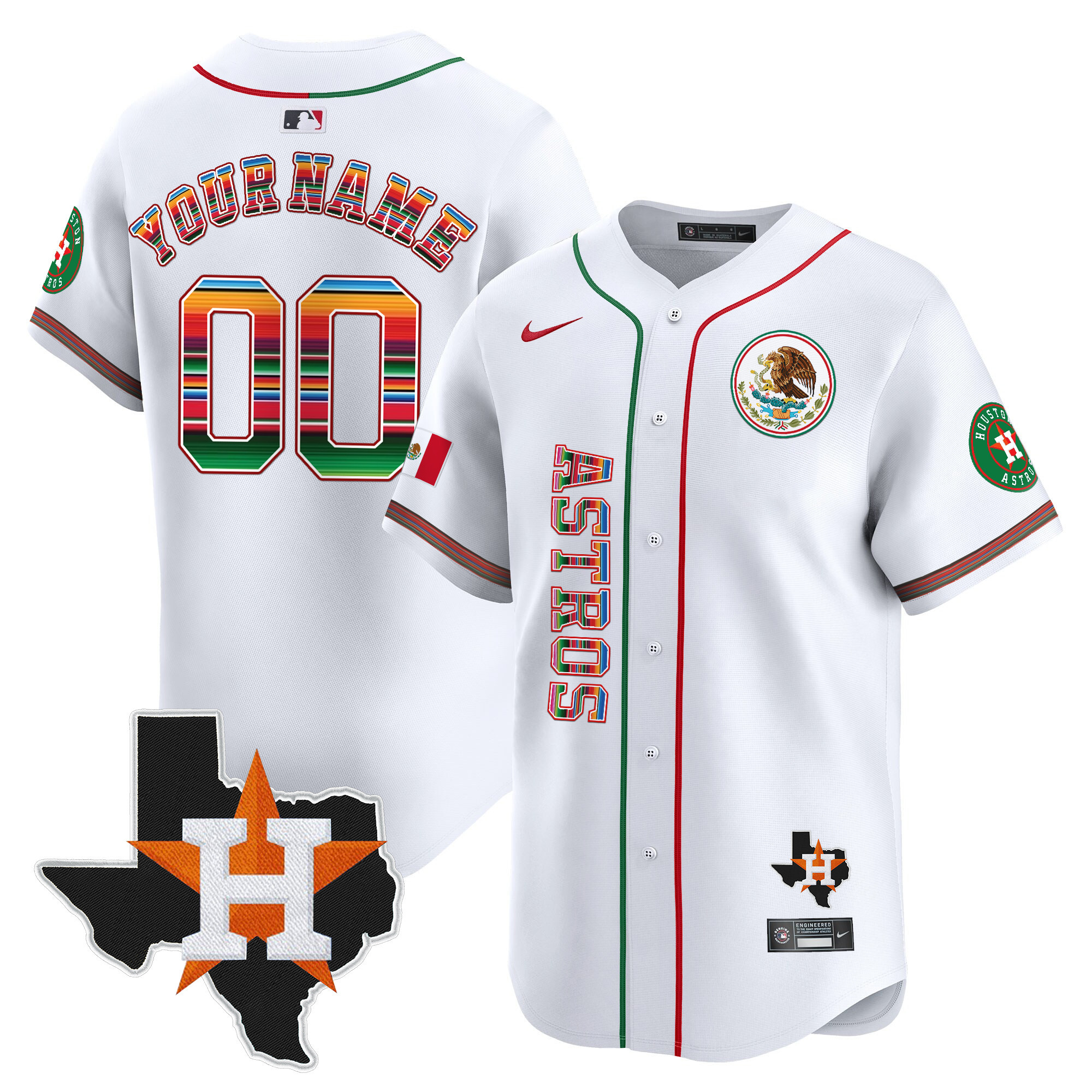 Houston Astros Mexico Vapor Premier Limited Custom Jersey V4 - All Stitched