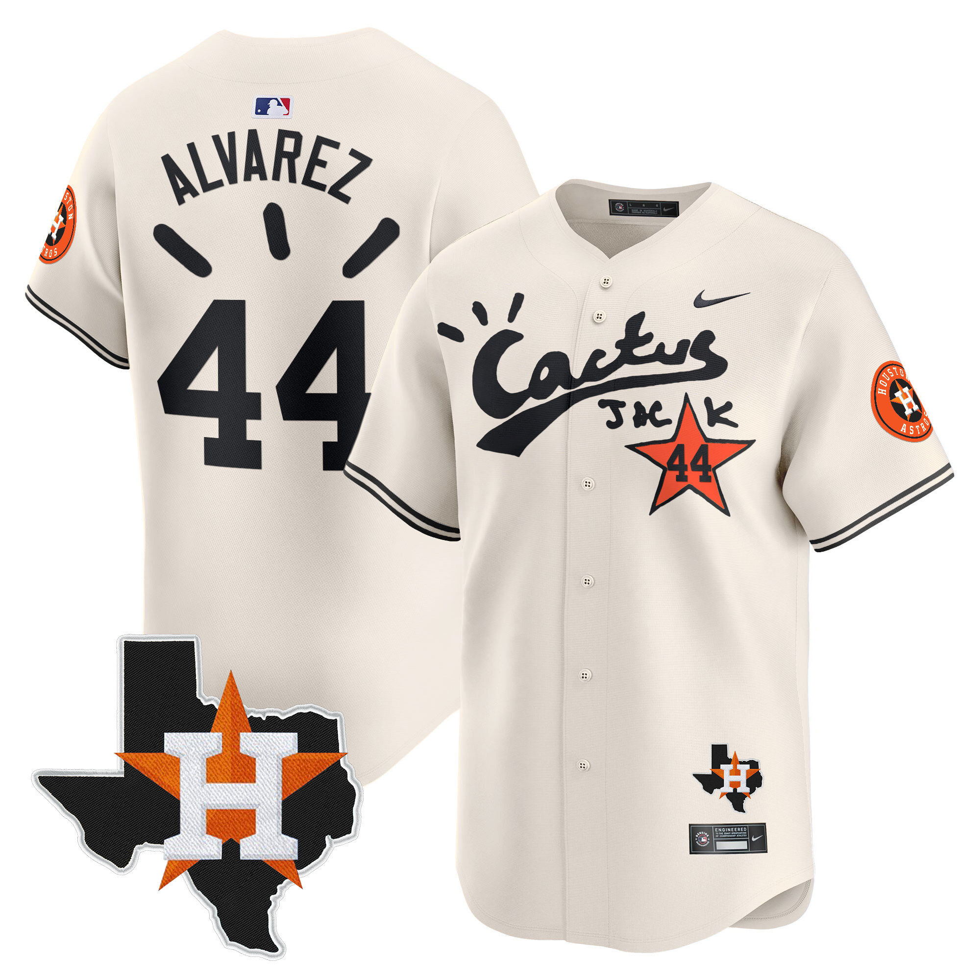 Men's Houston Astros Cactus Jack Patch Vapor Premier Limited Jersey V10 - Stitched - Image 6