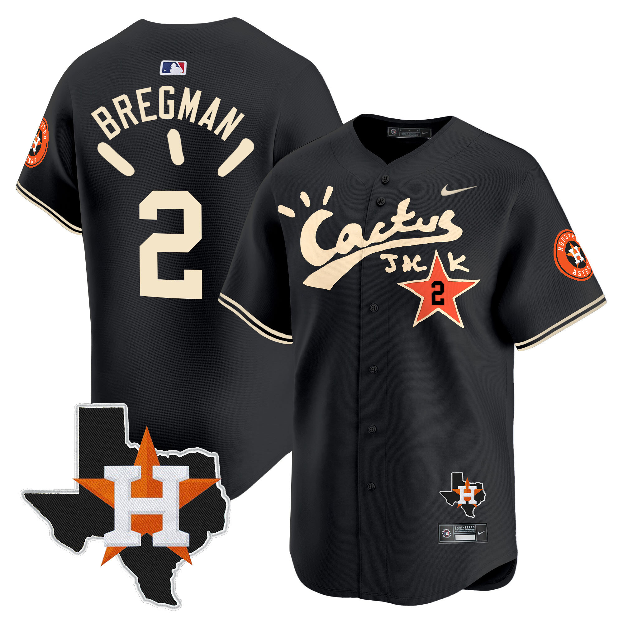 Men's Houston Astros Cactus Jack Patch Vapor Premier Limited Jersey V10 - Stitched - Image 13