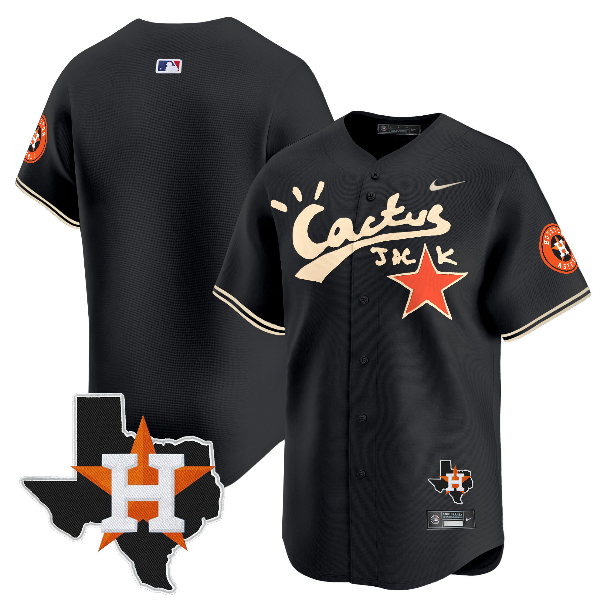 Men's Houston Astros Cactus Jack Patch Vapor Premier Limited Jersey V10 - Stitched - Image 18