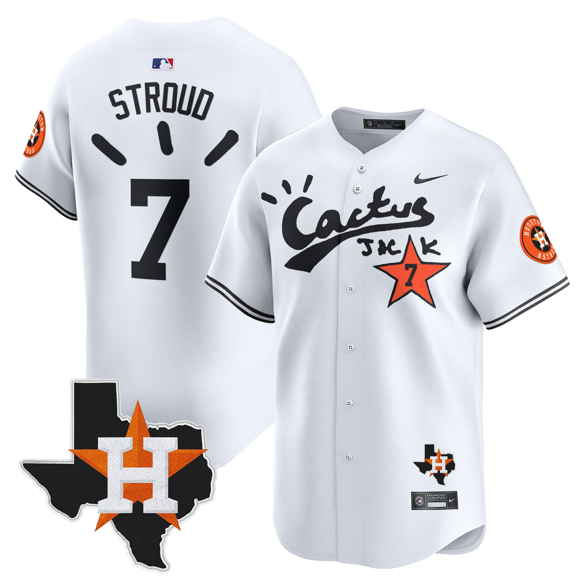 Men's Houston Astros Cactus Jack Patch Vapor Premier Limited Jersey V10 - Stitched - Image 19