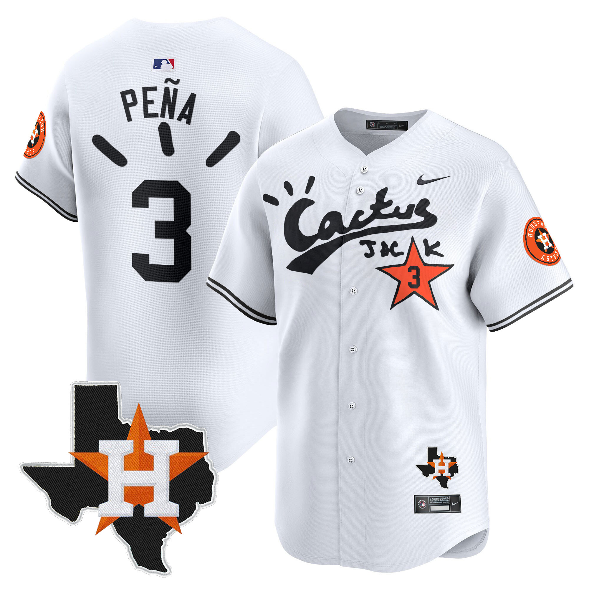 Men's Houston Astros Cactus Jack Patch Vapor Premier Limited Jersey V10 - Stitched - Image 21