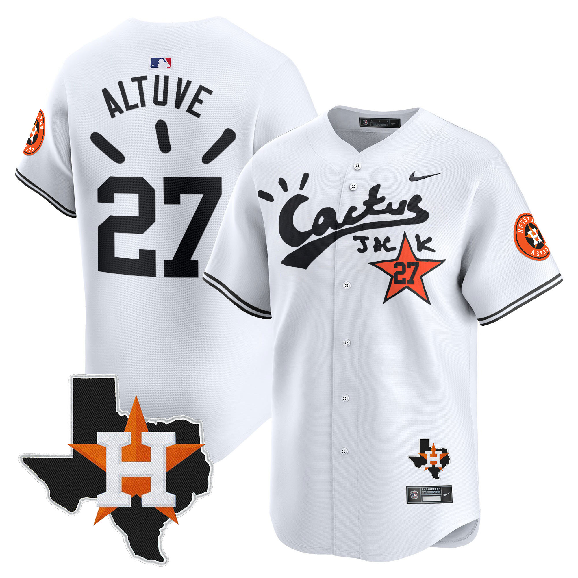 Men's Houston Astros Cactus Jack Patch Vapor Premier Limited Jersey V10 - Stitched - Image 23