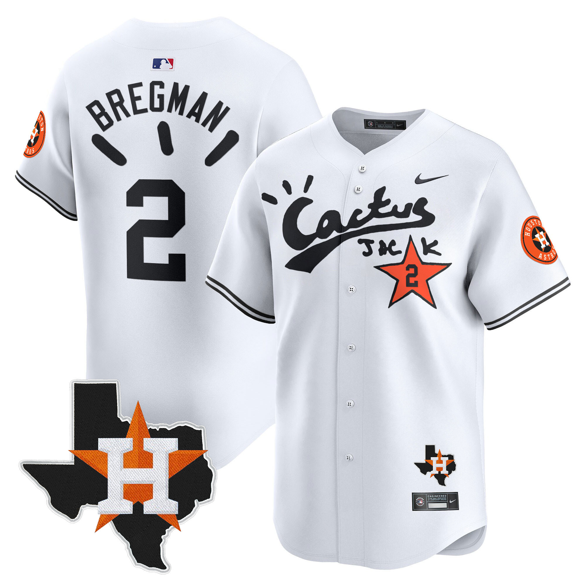 Men's Houston Astros Cactus Jack Patch Vapor Premier Limited Jersey V10 - Stitched - Image 22