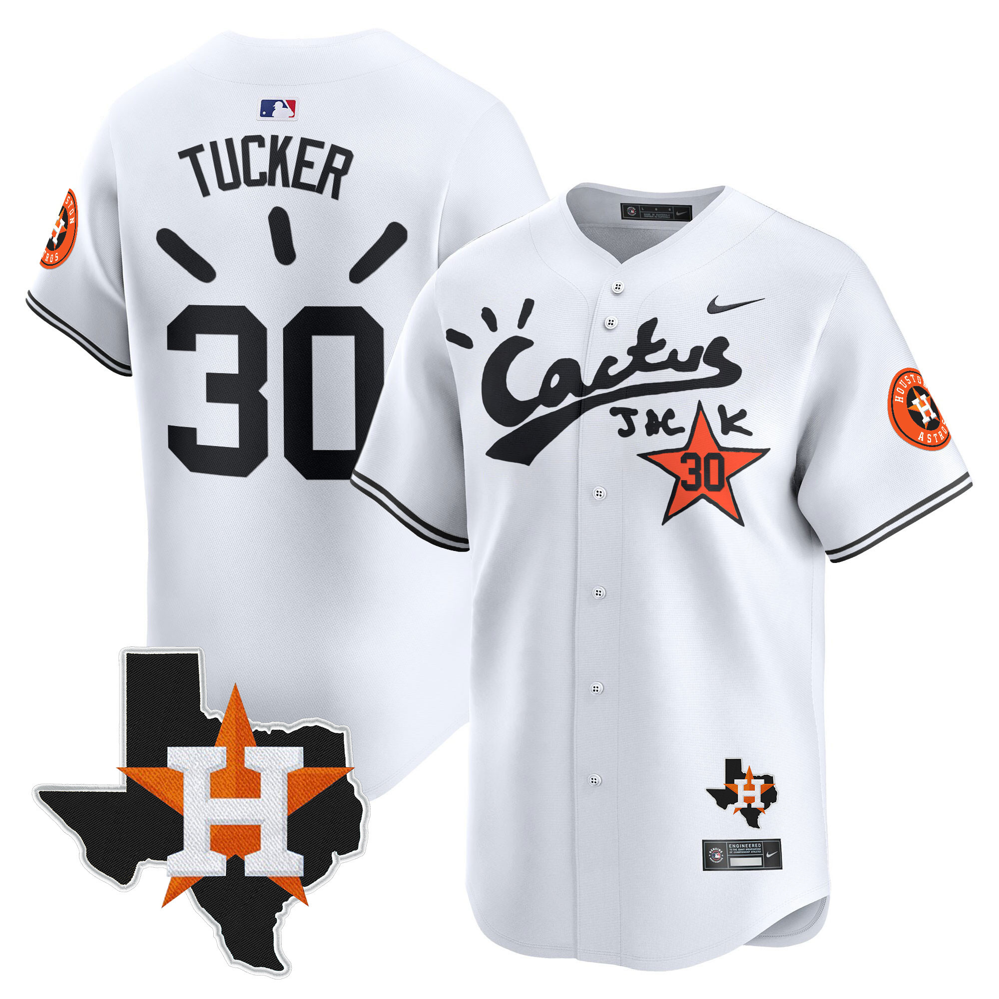 Men's Houston Astros Cactus Jack Patch Vapor Premier Limited Jersey V10 - Stitched - Image 26