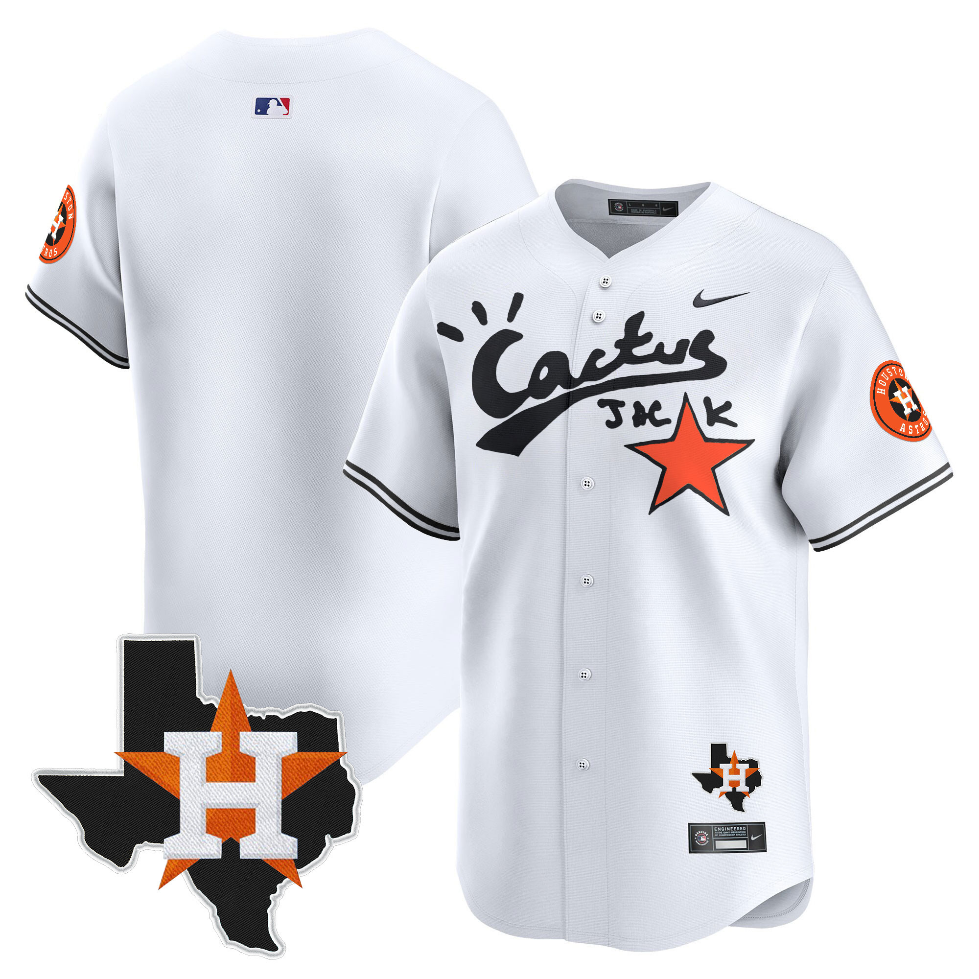 Men's Houston Astros Cactus Jack Patch Vapor Premier Limited Jersey V10 - Stitched - Image 27