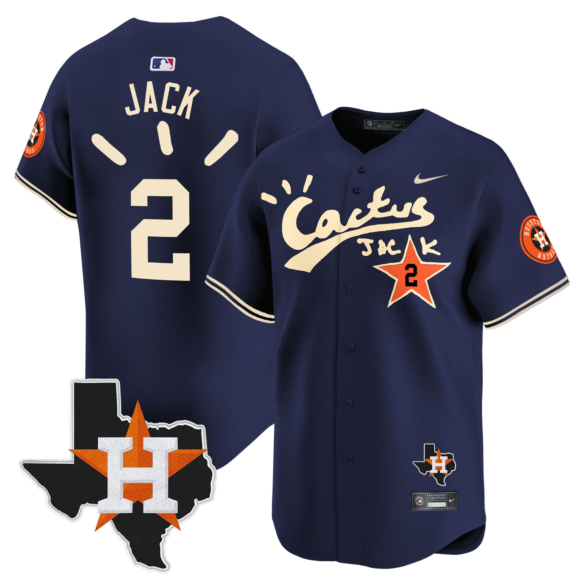 Men's Houston Astros Cactus Jack Patch Vapor Premier Limited Jersey V10 - Stitched - Image 29